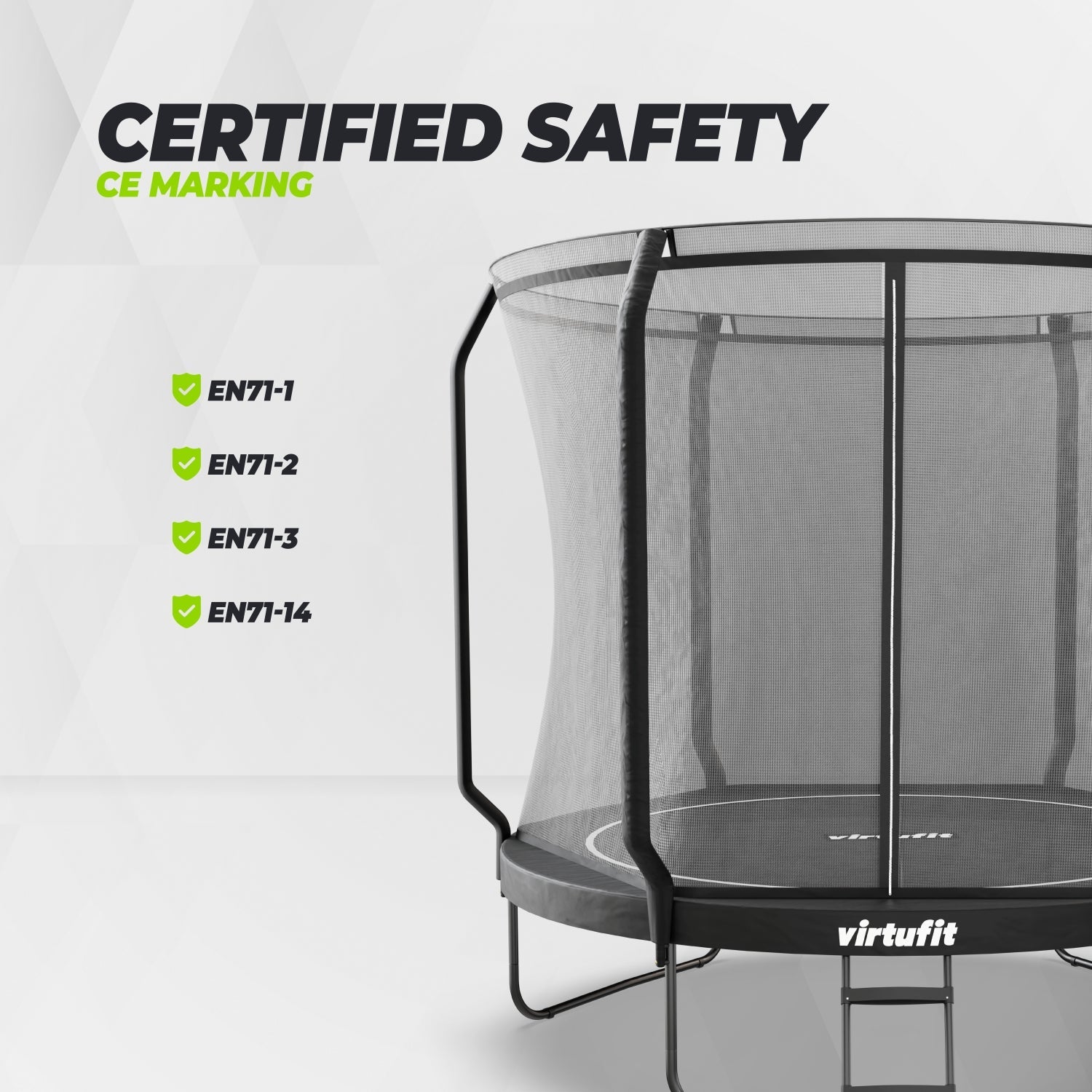 VirtuFit Premium Trampoline met Veiligheidsnet - Zwart - 251 cm - Tweedekans