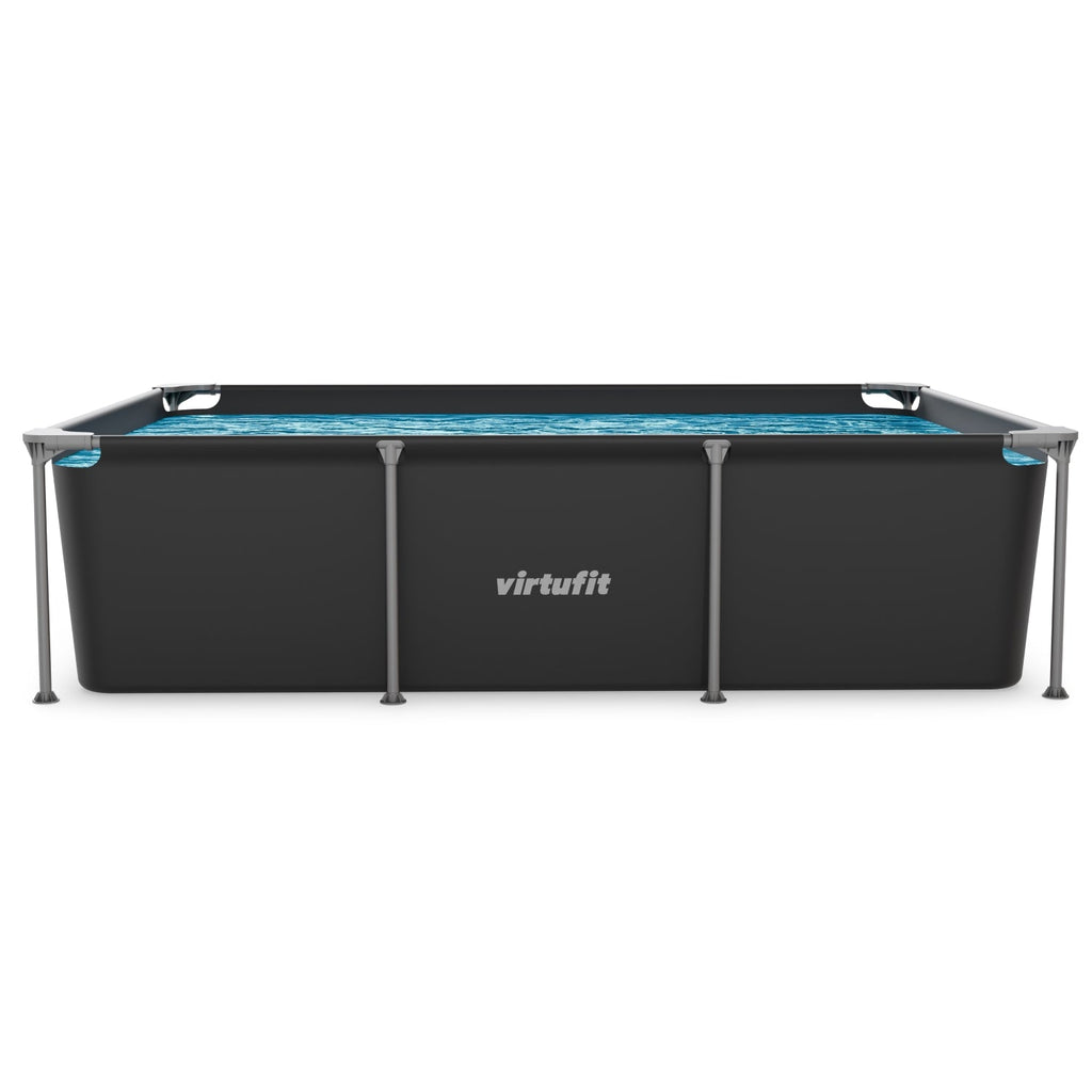 VirtuFit Rechthoekig Zwembad - 260 x 180 x 66 cm - Antraciet - Inclusief Filterpomp