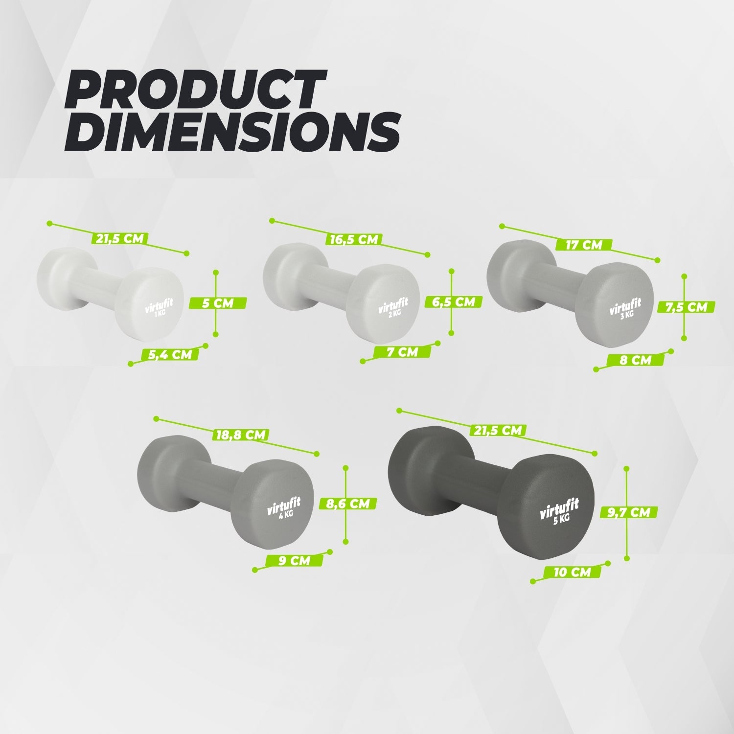 VirtuFit Vinyl Dumbbell Set Pro - 2 x 3 kg - Tweedekans