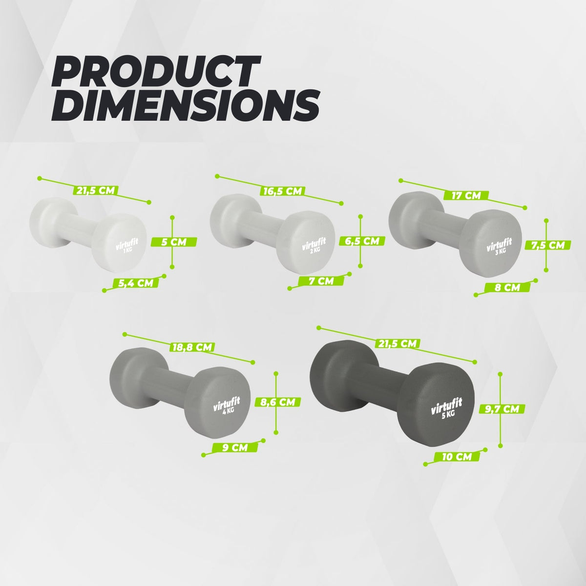 VirtuFit Vinyl Dumbbell Set Pro - 2 x 4 kg - Tweedekans