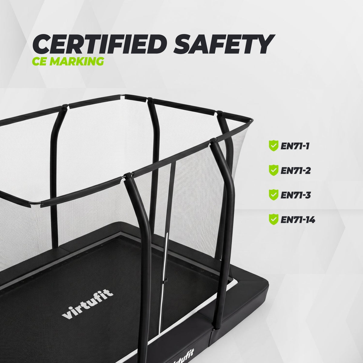 VirtuFit Premium Inground Trampoline met Veiligheidsnet - Zwart - 213 x 305 cm - Tweedekans