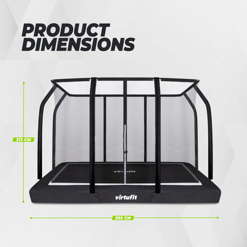 VirtuFit Premium Inground Trampoline met Veiligheidsnet - Zwart - 213 x 305 cm - Tweedekans