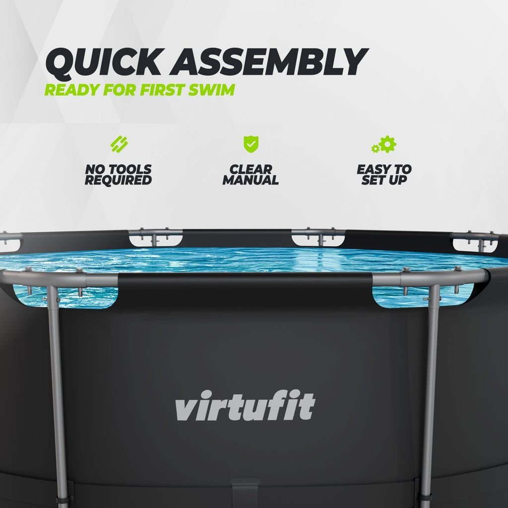 VirtuFit Rond Zwembad - Ø366 x 100 cm - Antraciet - Tweedekans