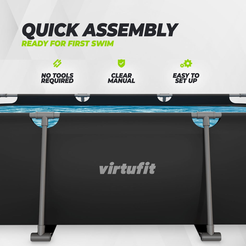 VirtuFit Rechthoekig Zwembad - 300 x 210 x 66 cm - Antraciet - Tweedekans