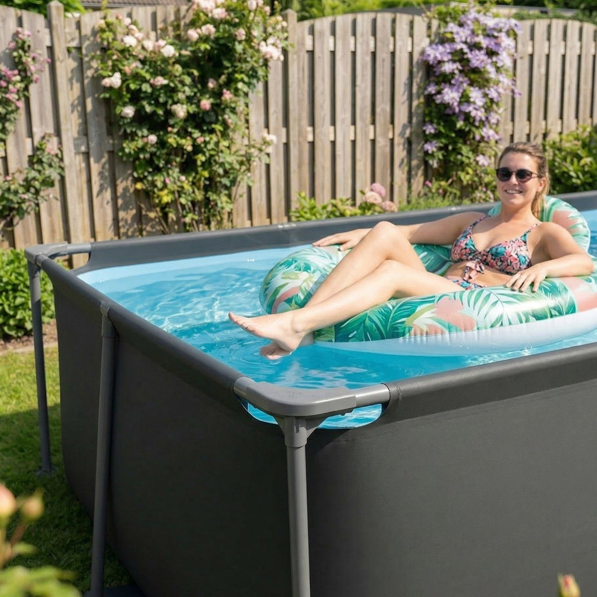 VirtuFit Rechthoekig Zwembad - 260 x 180 x 66 cm - Antraciet - Tweedekans