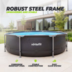 VirtuFit Rond Zwembad - Ø305 x 76 cm - Antraciet - Inclusief Filterpomp - Tweedekans