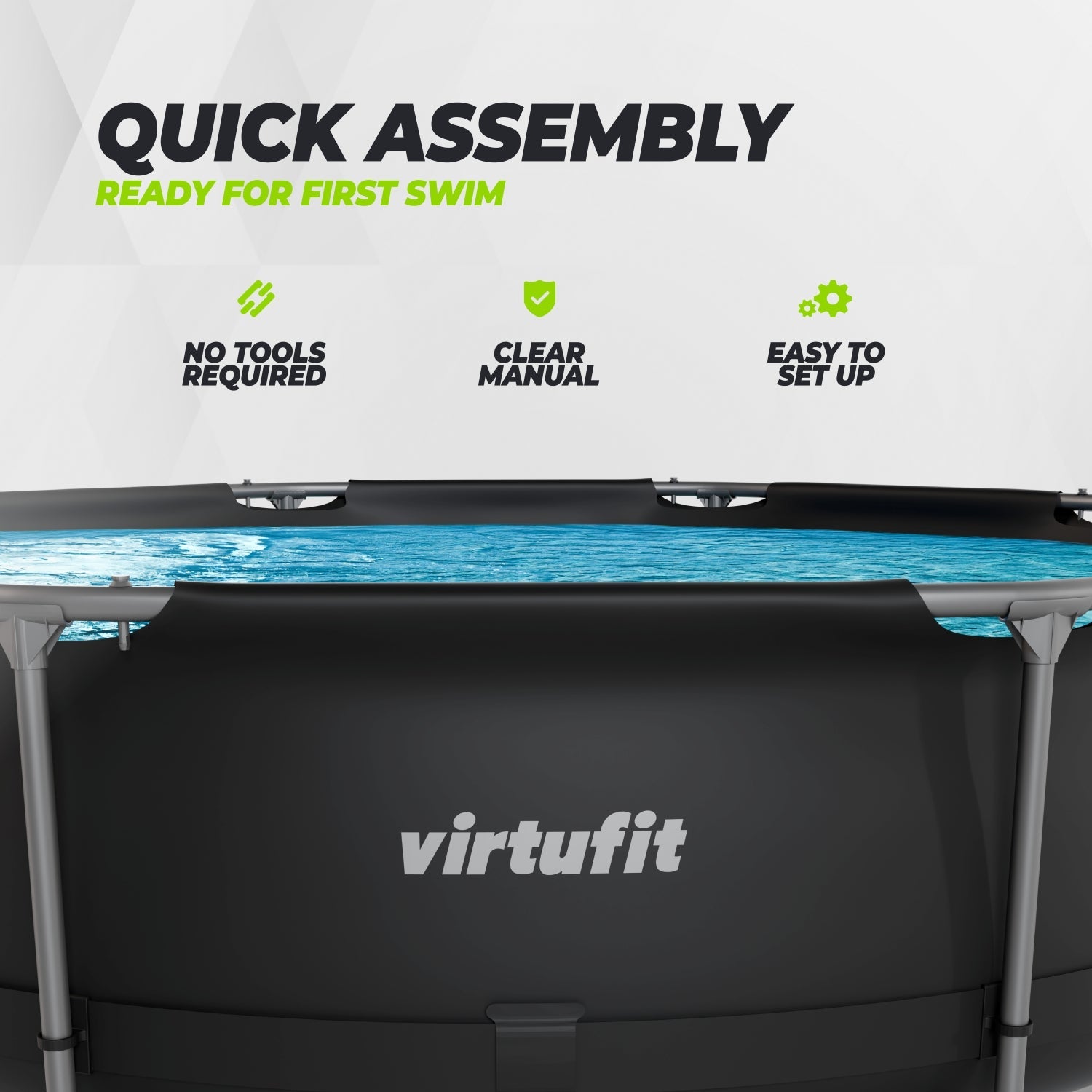 VirtuFit Rond Zwembad - Ø305 x 76 cm - Antraciet - Inclusief Filterpomp - Tweedekans