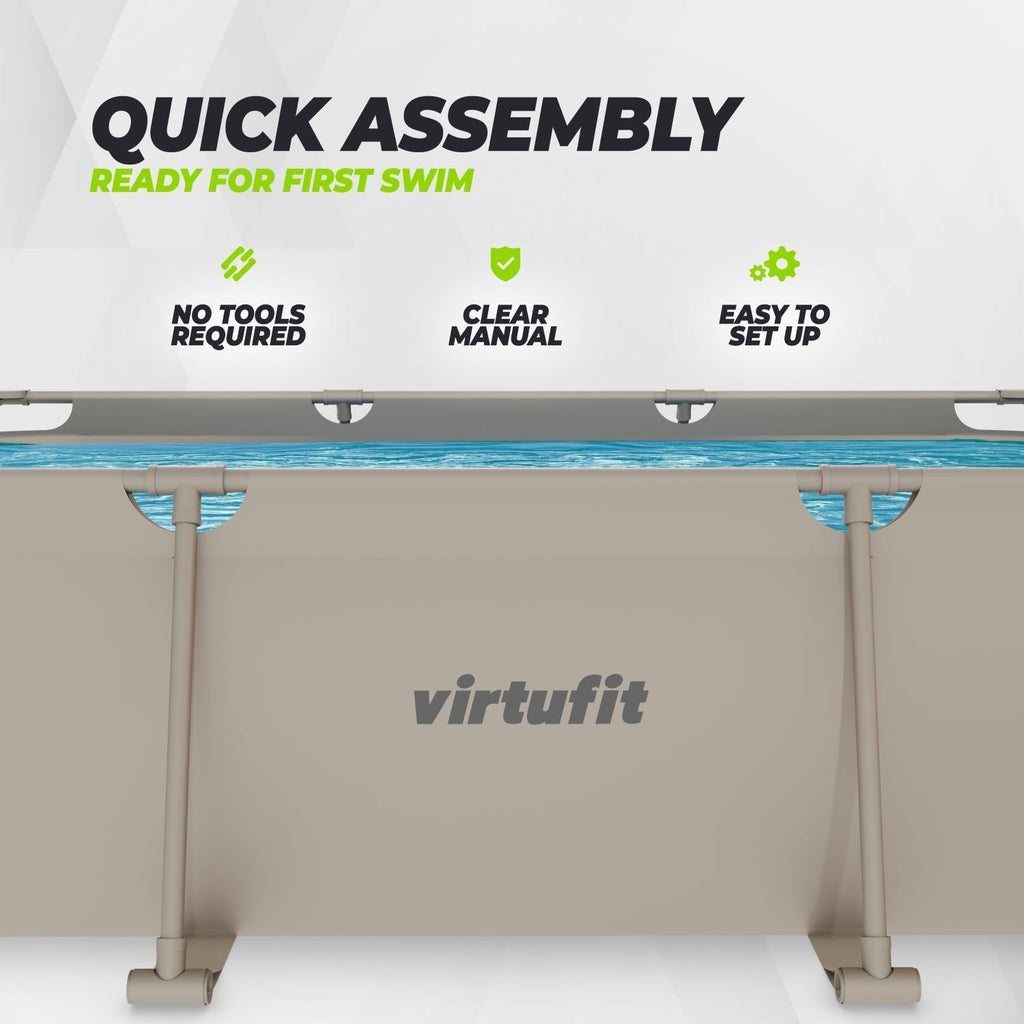VirtuFit Rechthoekig Zwembad - 300 x 210 x 66 cm - Beige - Tweedekans