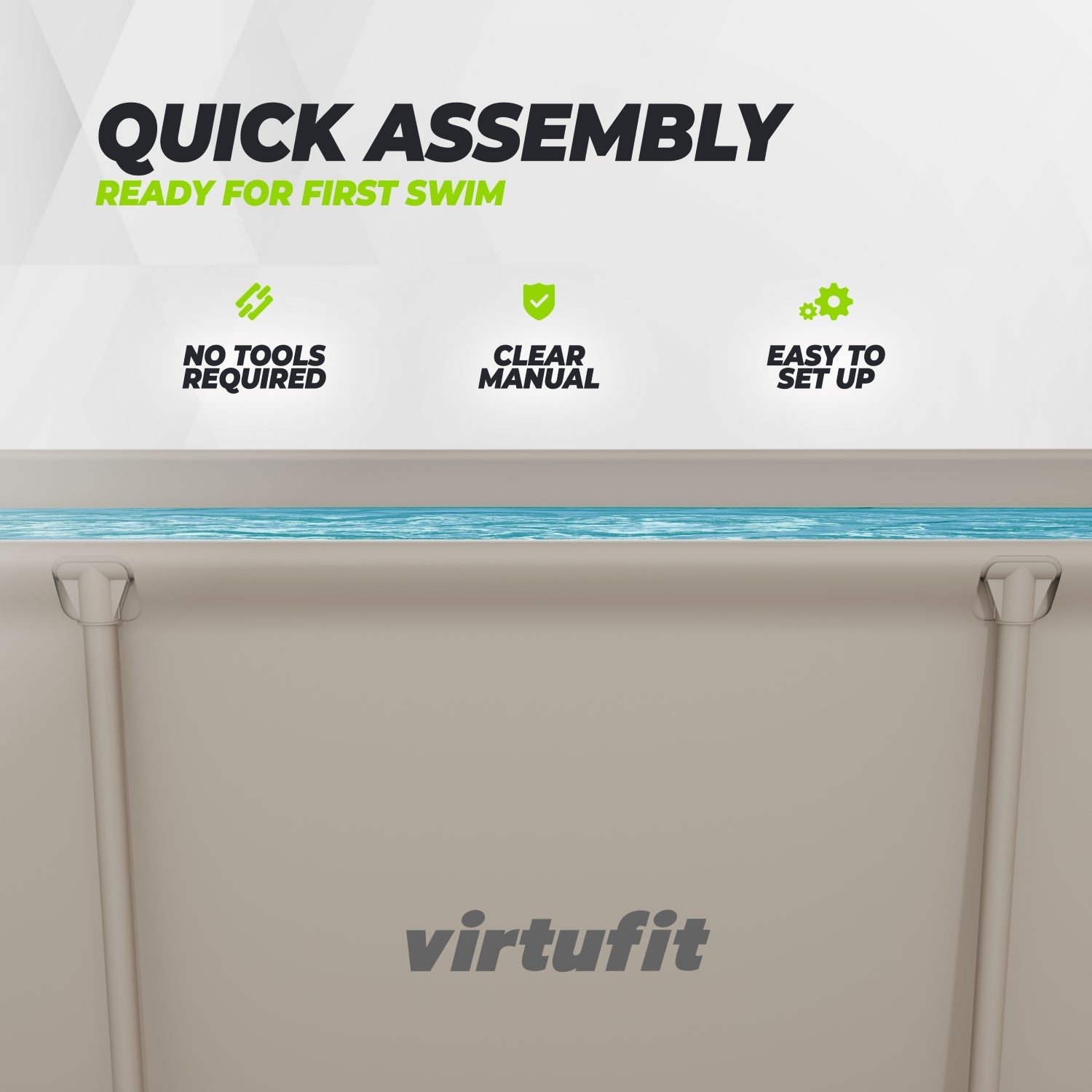 VirtuFit Rechthoekig Zwembad - 260 x 180 x 66 cm - Beige - Tweedekans
