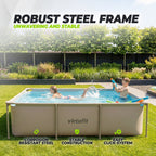 VirtuFit Rechthoekig Zwembad - 260 x 180 x 66 cm - Beige - Inclusief Filterpomp