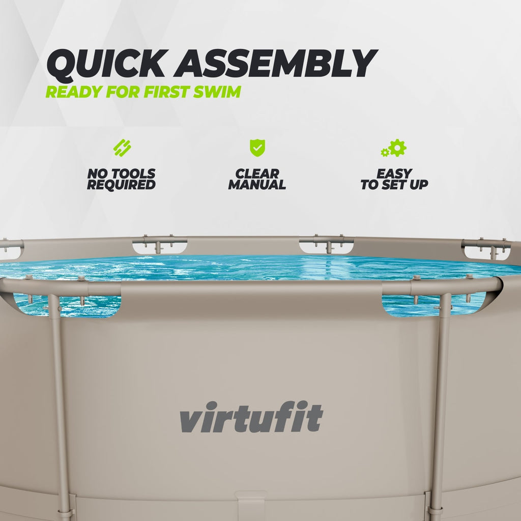 VirtuFit Rond Zwembad - Ø366 x 100 cm - Beige - Inclusief Filterpomp - Tweedekans
