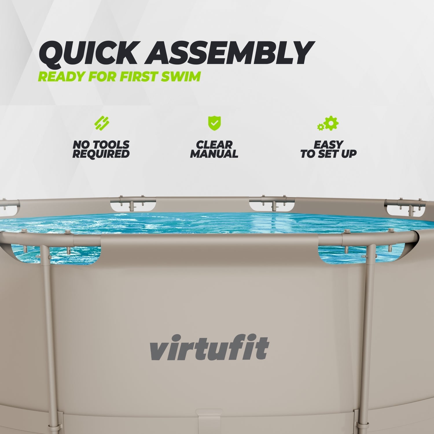 VirtuFit Rond Zwembad - Ø366 x 100 cm - Beige - Inclusief Filterpomp - Tweedekans