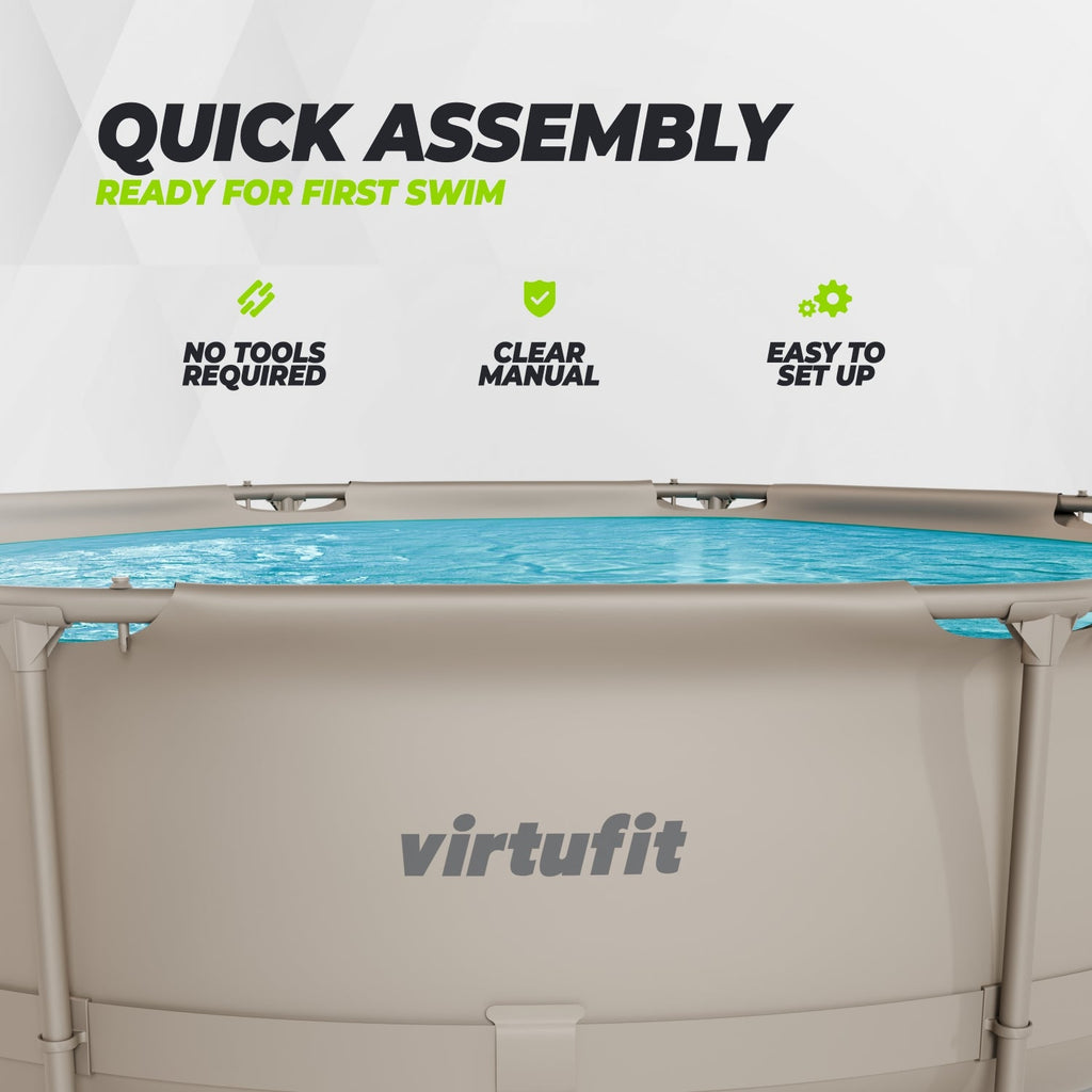 VirtuFit Rond Zwembad - Ø305 x 76 cm - Beige - Inclusief Filterpomp - Tweedekans