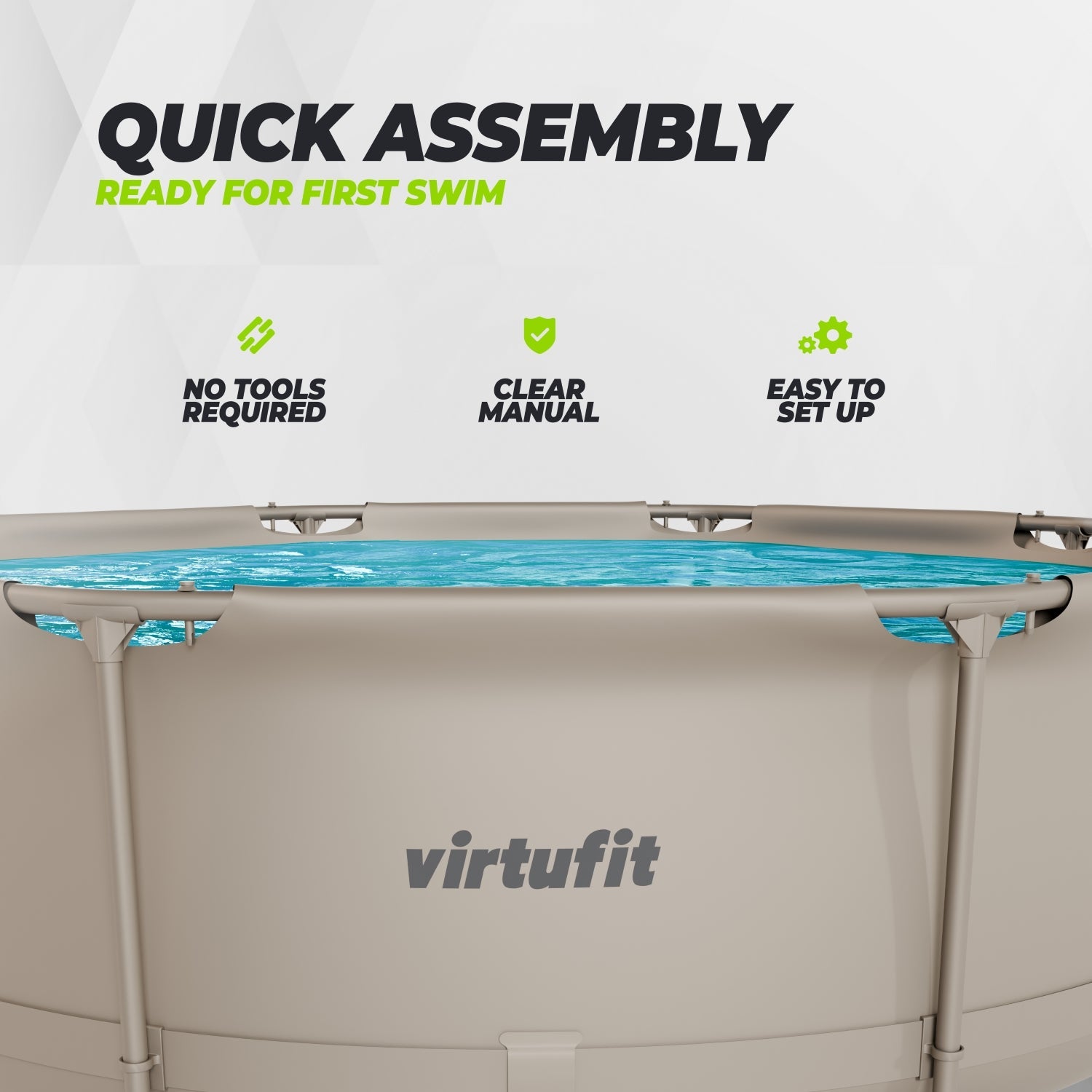 VirtuFit Rond Zwembad - Ø244 x 76 cm - Beige - Inclusief Filterpomp