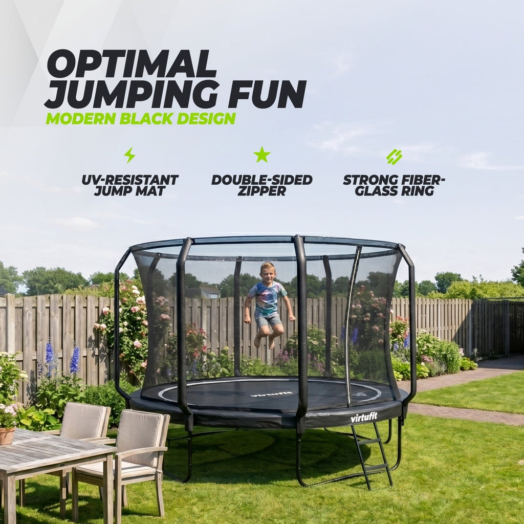 VirtuFit Premium Trampoline met Veiligheidsnet - Zwart - 366 cm - Tweedekans