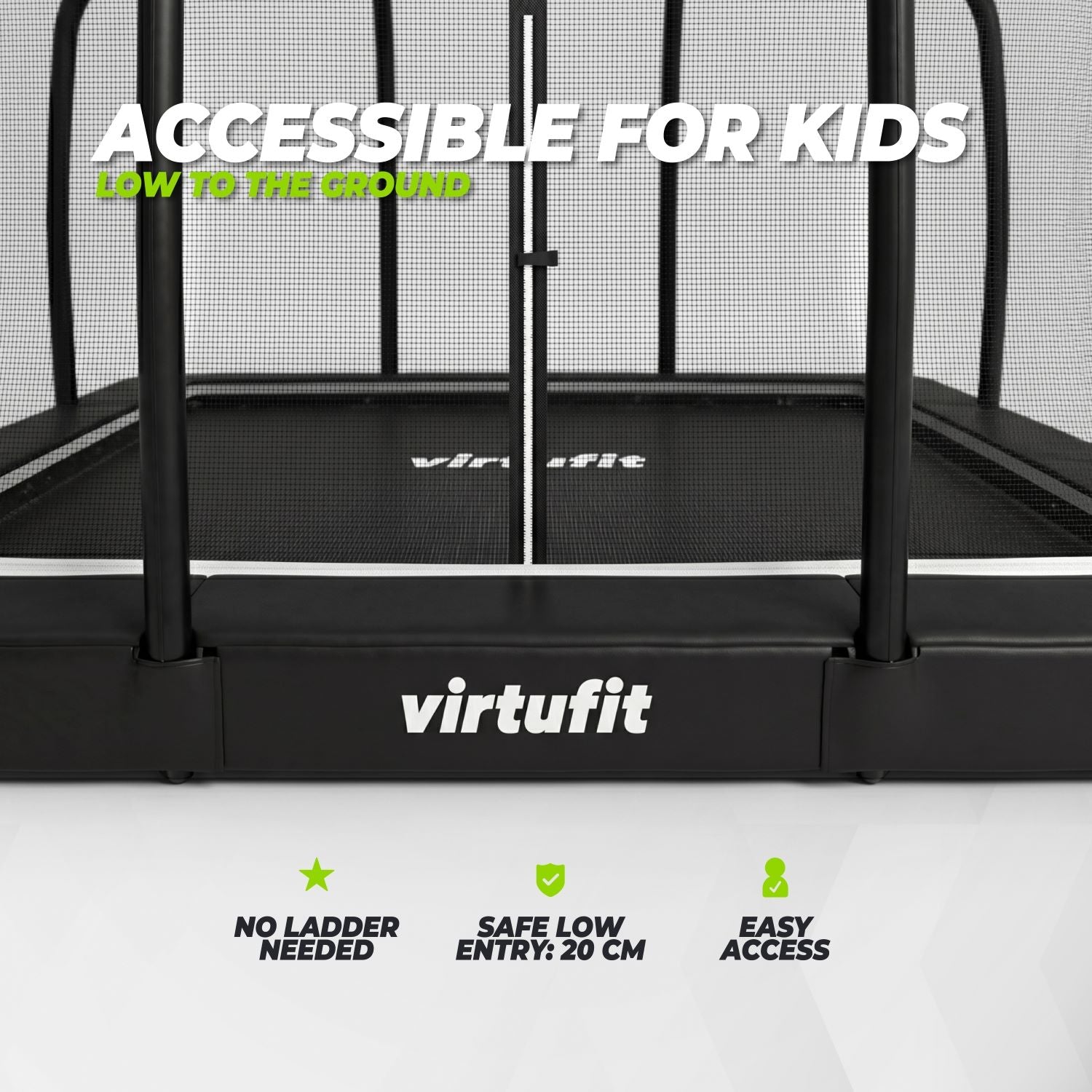 VirtuFit Premium Inground Trampoline met Veiligheidsnet - Zwart - 213 x 305 cm - Tweedekans