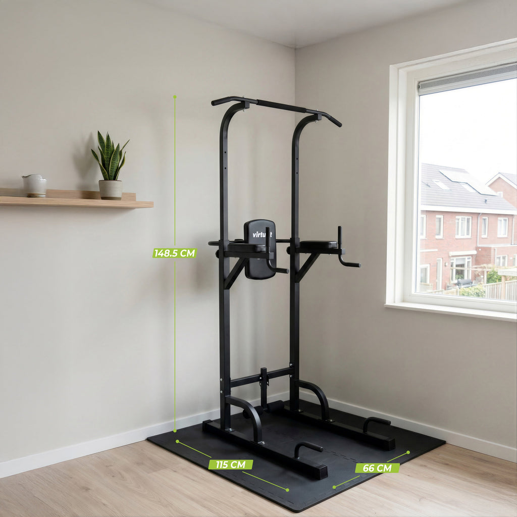 VirtuFit Verstelbare Power Tower - Pull Up & Dip Station - Tweedekans