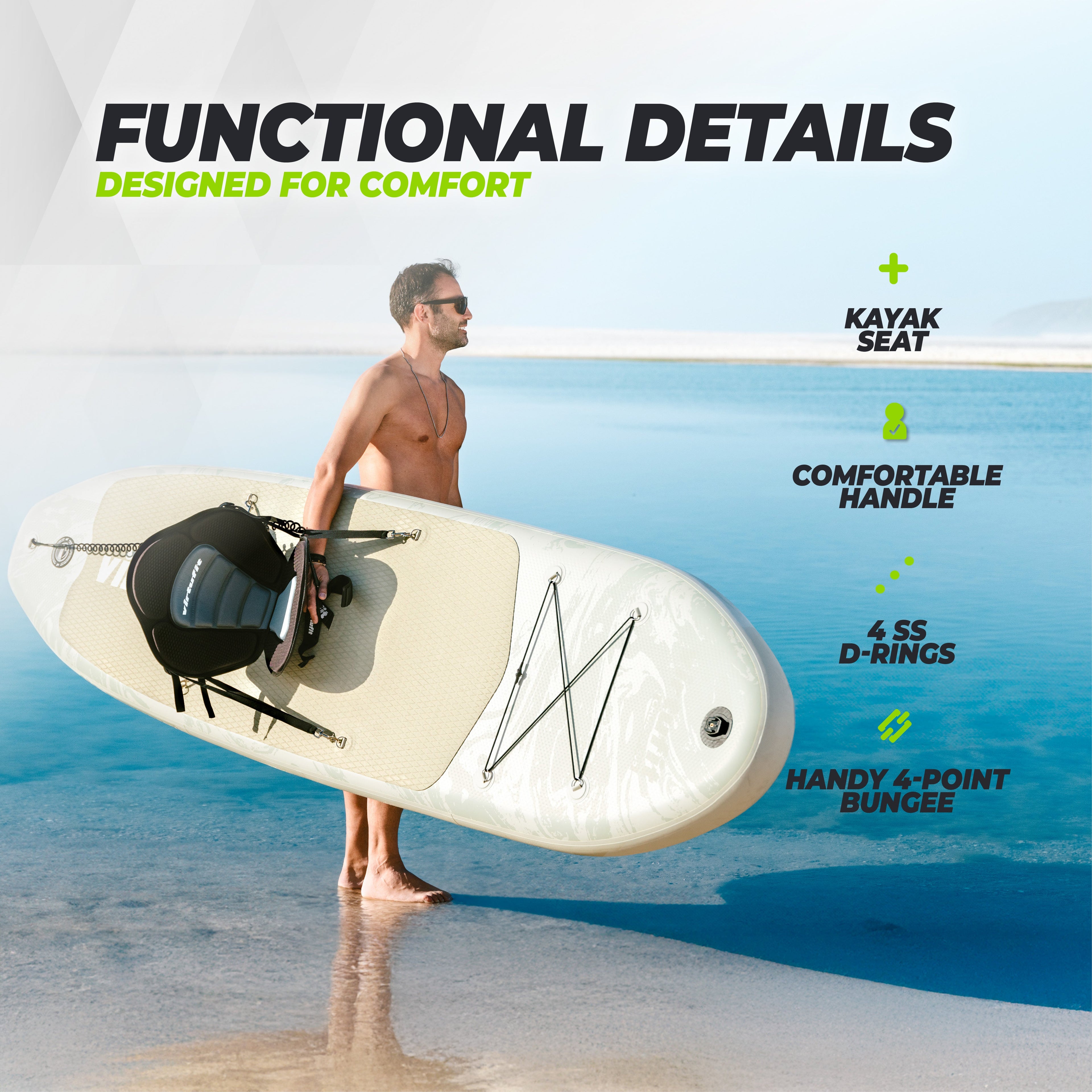 VirtuFit Supboard Cruiser 305 - Oranje - Met Kajak zitje, accessoires en draagtas - Tweedekans