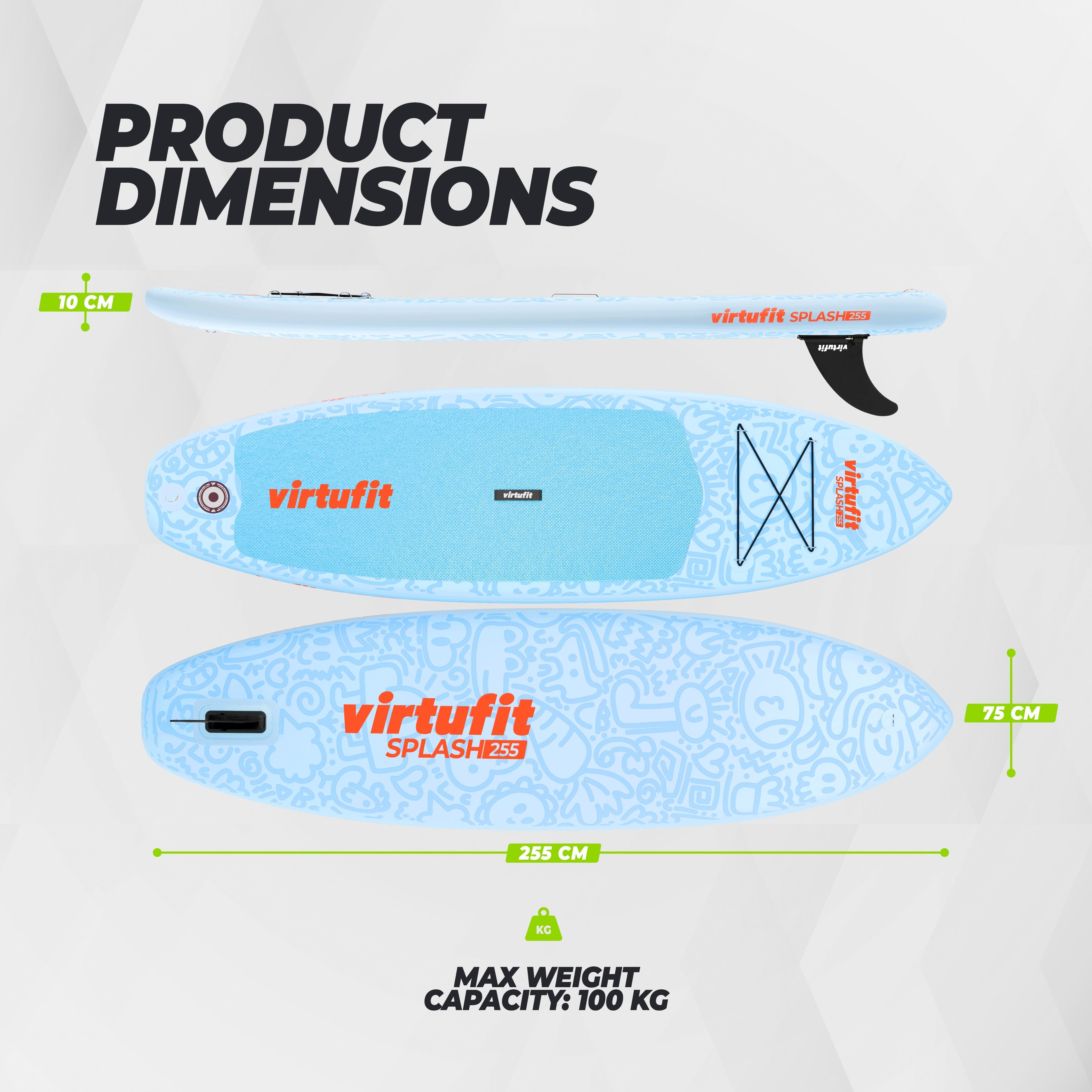 VirtuFit Supboard Splash 255 - Wave Blue - Met accessoires en draagtas - Tweedekans