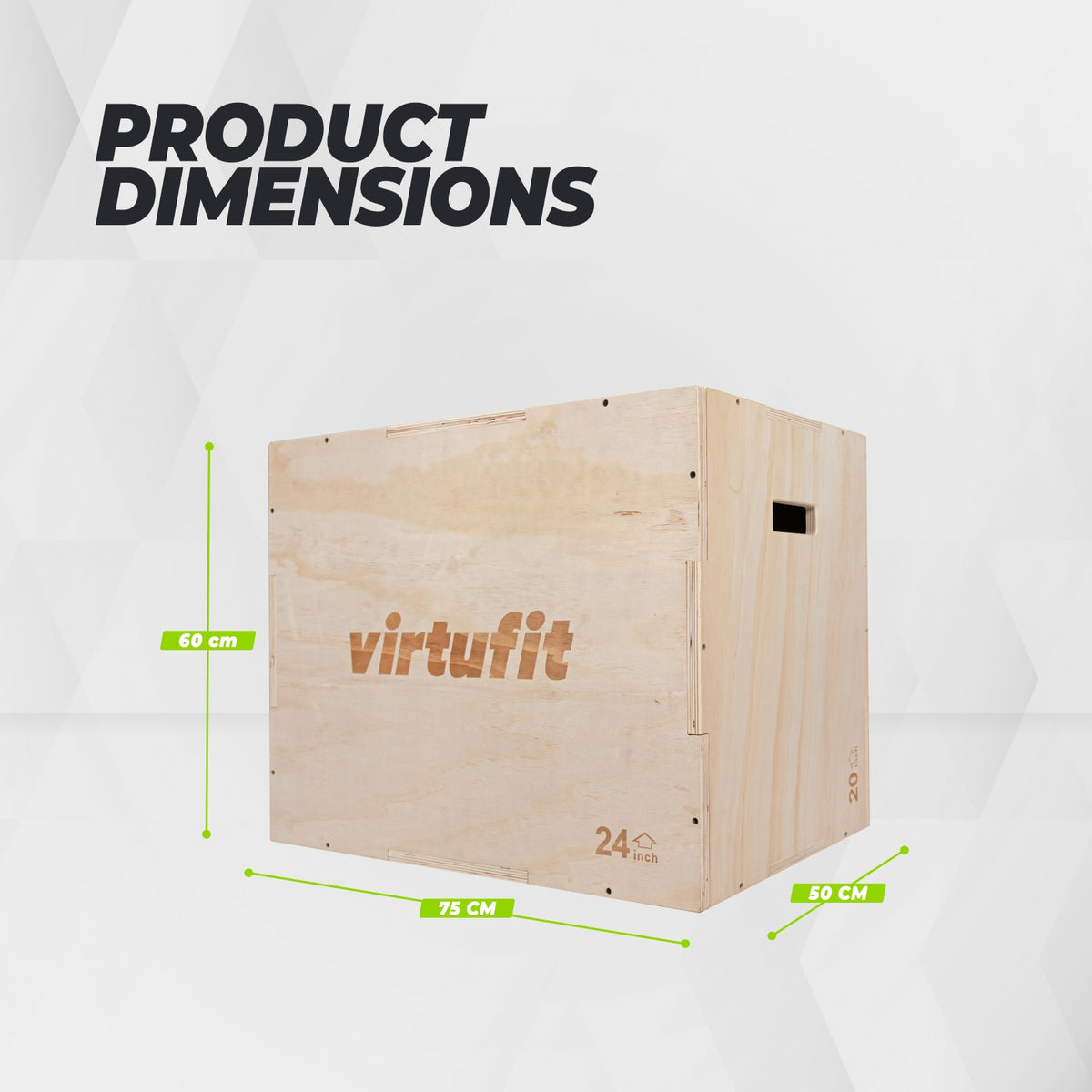 VirtuFit Houten Plyo Box 3-in-1 - Groot - 50 x 60 x 75 cm