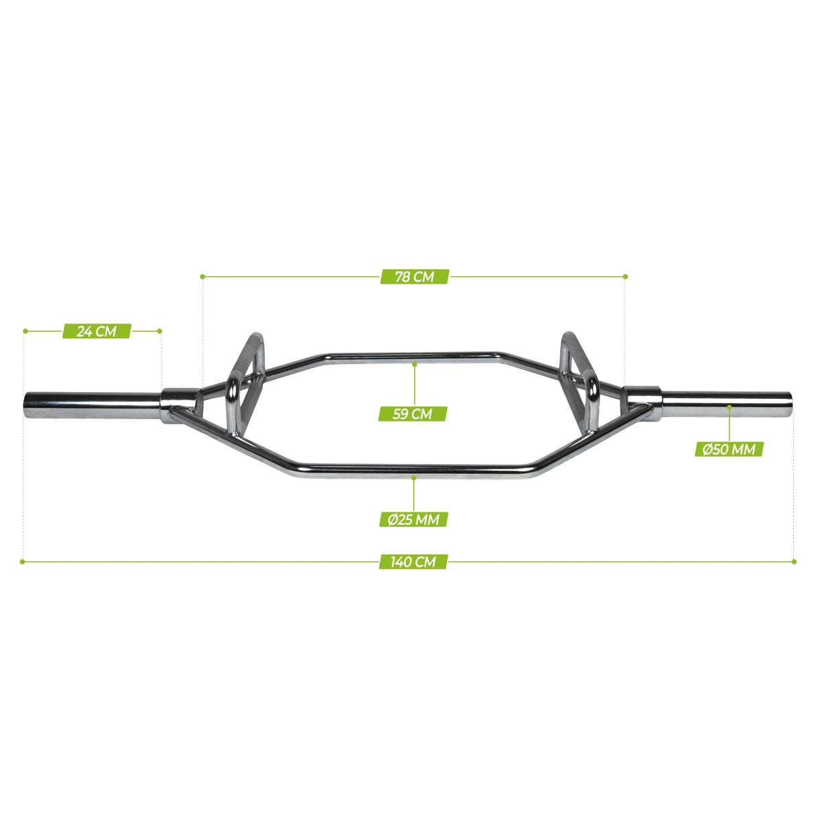 VirtuFit Olympische Hex Bar - Shrug Bar - Trap Bar - 140 cm