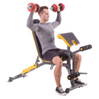 HMS Premium Trainingsbank met Preacher Curl - Zwart/Geel - Tweedekans