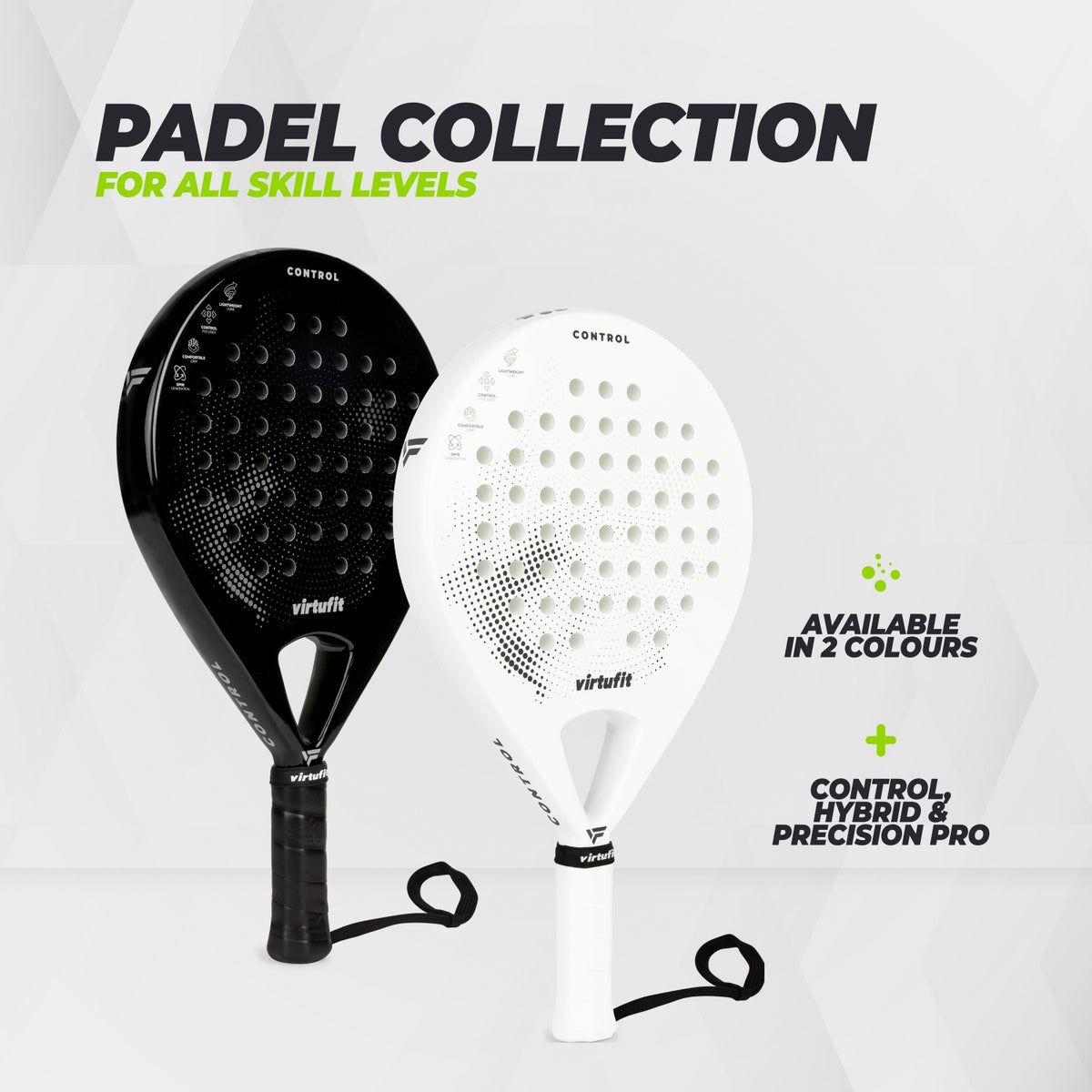 VirtuFit Control Padel Racket - Wit - Zwart