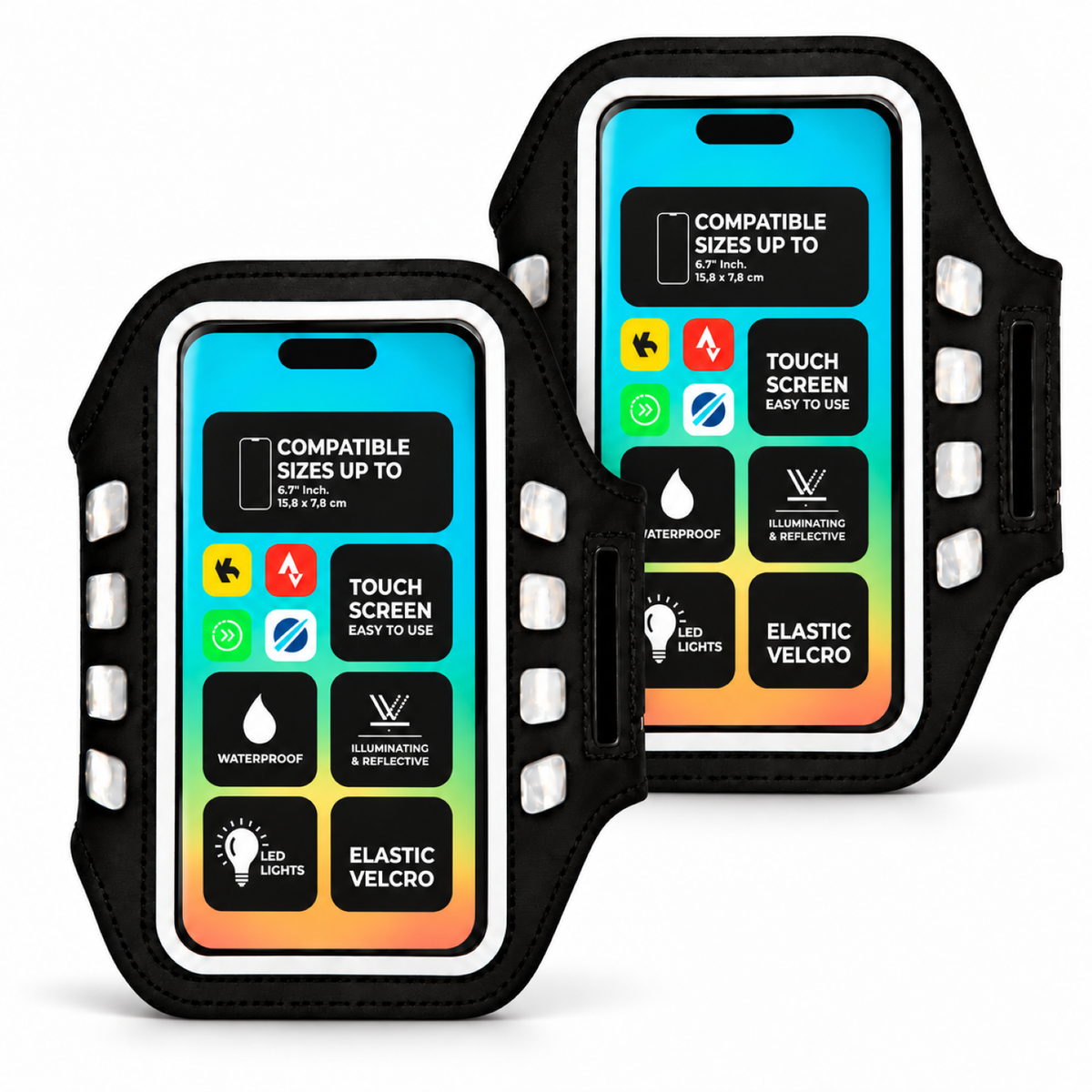 VirtuFit Hardloop Telefoon Armband Pro met LED - Set van 2