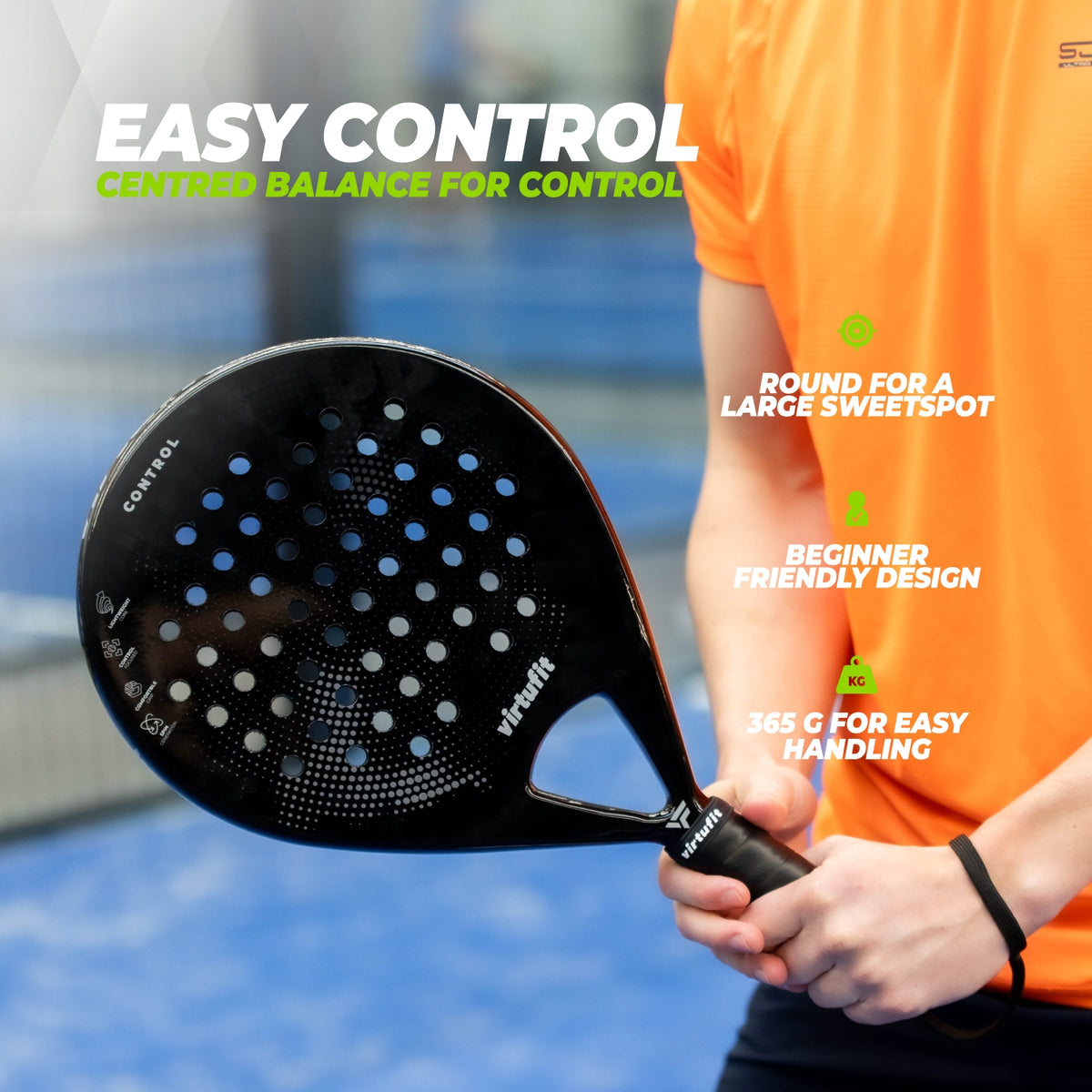 VirtuFit Control Padel Racket - Zwart - Grijs