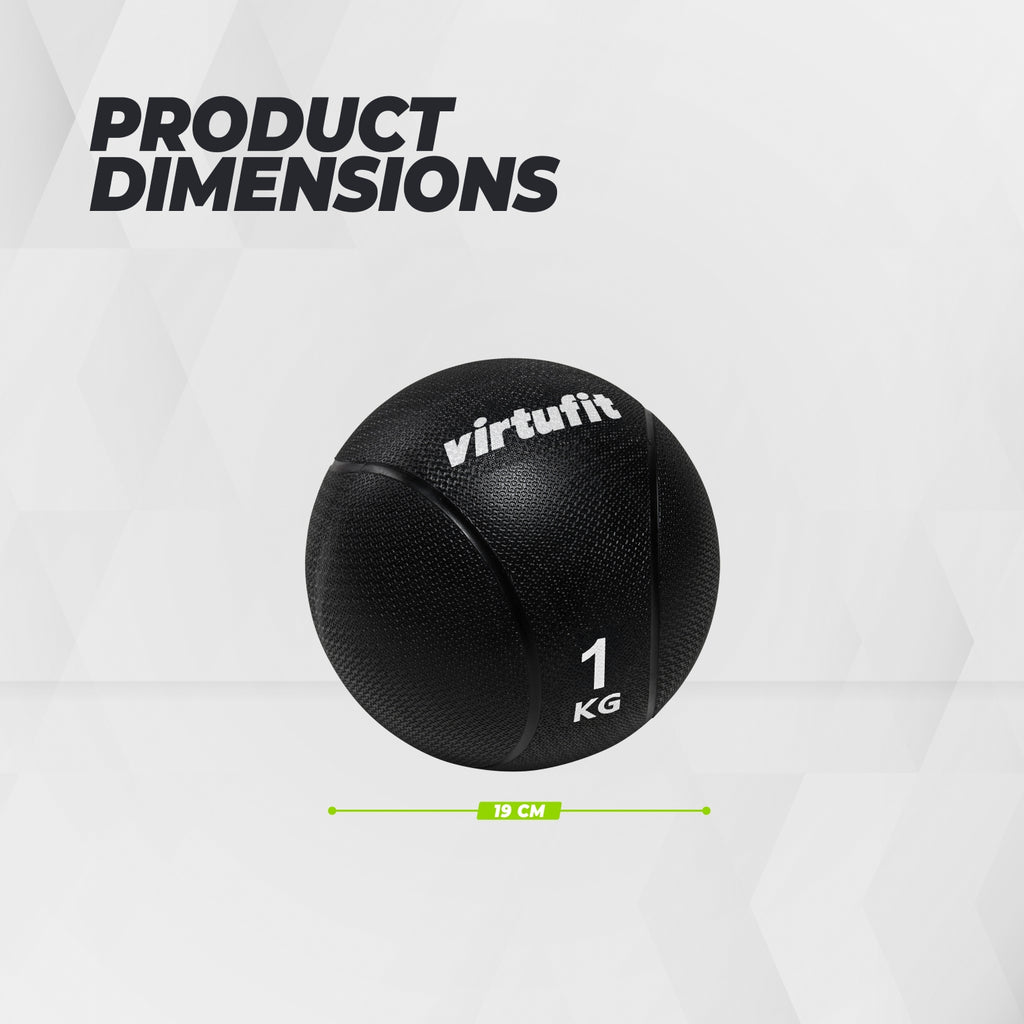 VirtuFit Medicijnbal Pro - Medicine Ball  - 1 kg - Rubber - Zwart