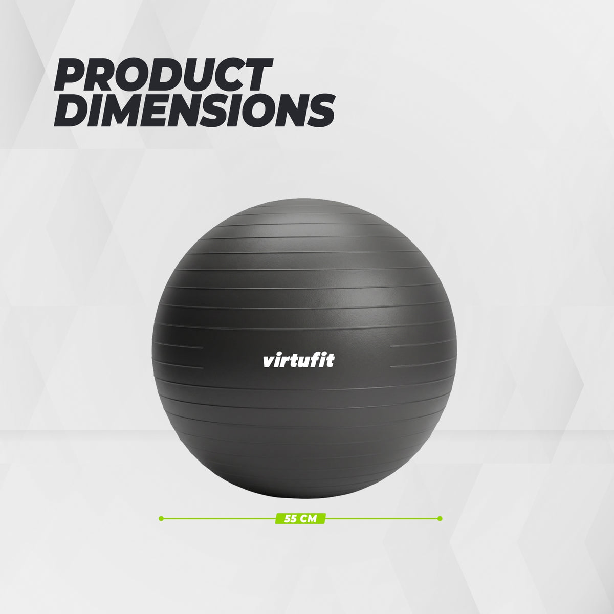VirtuFit Anti-Burst Fitnessbal Pro - Gymbal - Swiss Ball - met Pomp - Zwart - 55 cm