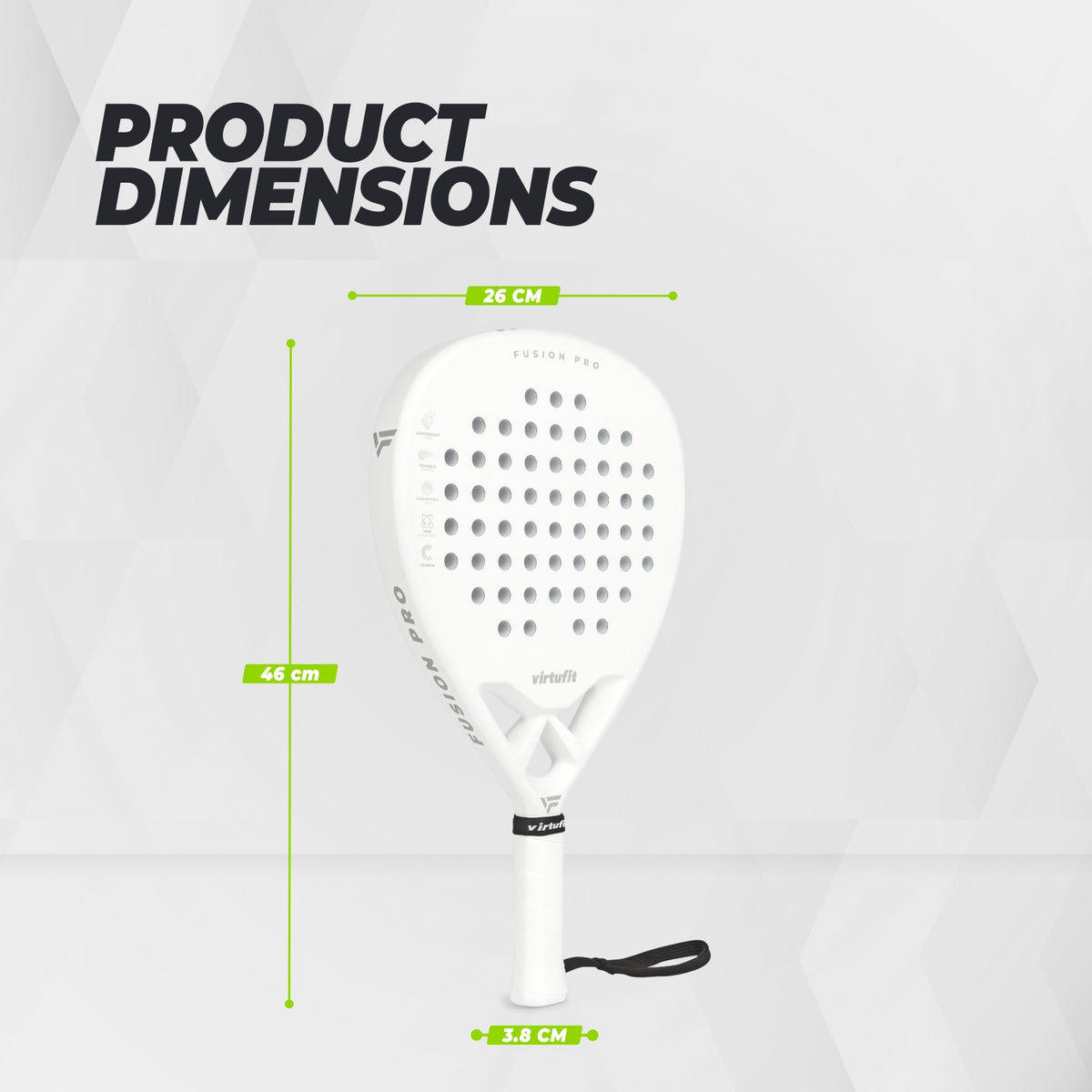 VirtuFit Fusion Pro Padel Racket - Wit - Silver