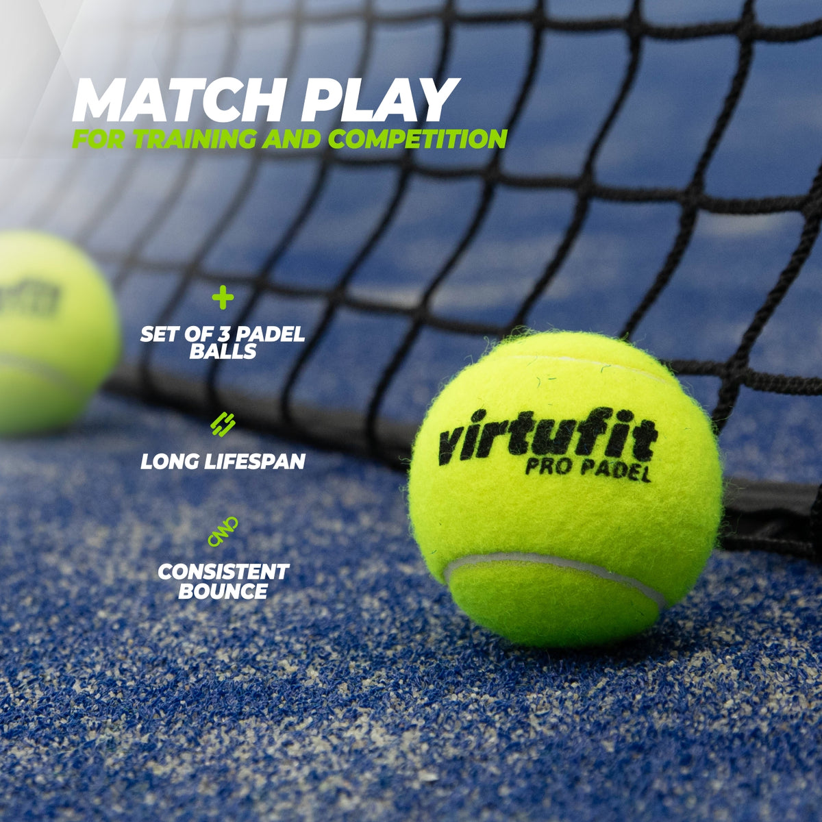 VirtuFit Pro Padel Ballen - Set / 3 ballen