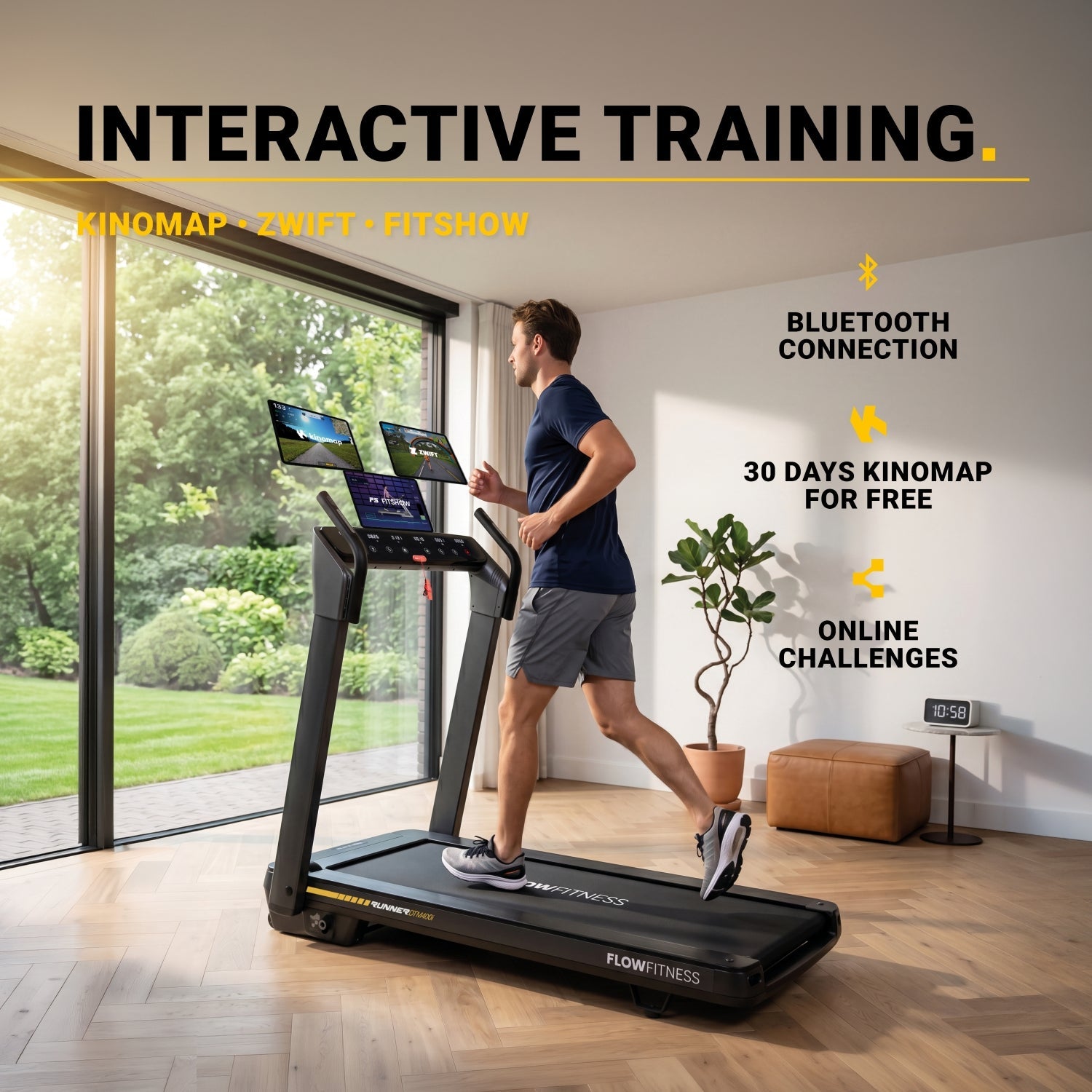 Flow Fitness Runner DTM400i Loopband - 99% Voorgemonteerd - Zwart - Detail