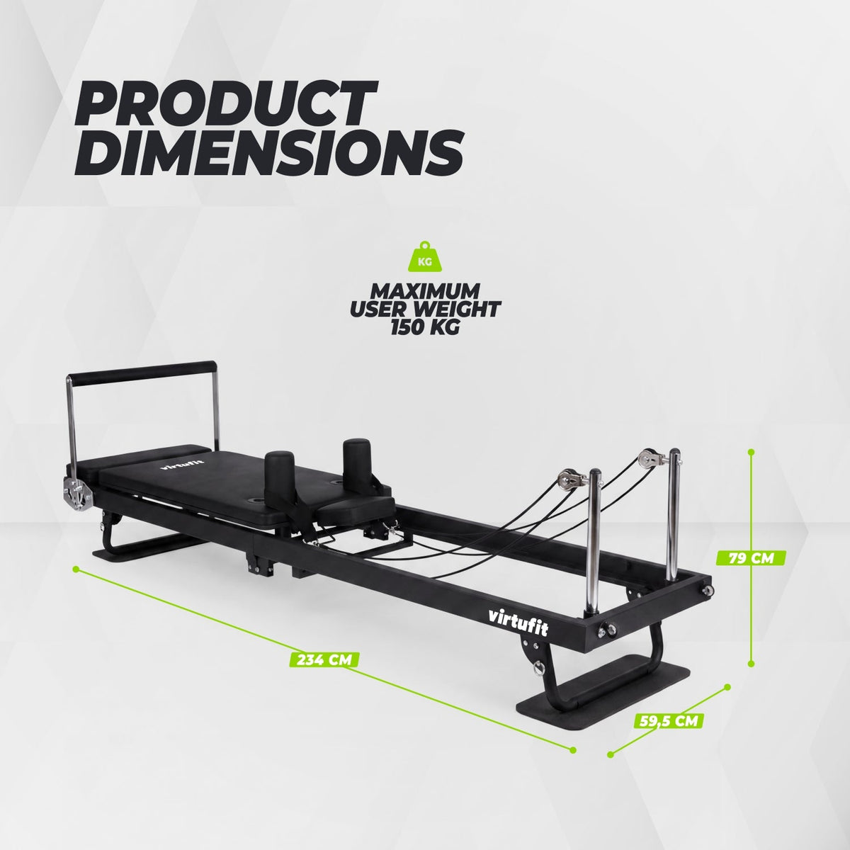 VirtuFit Pilates Reformer - Opvouwbaar - Zwart