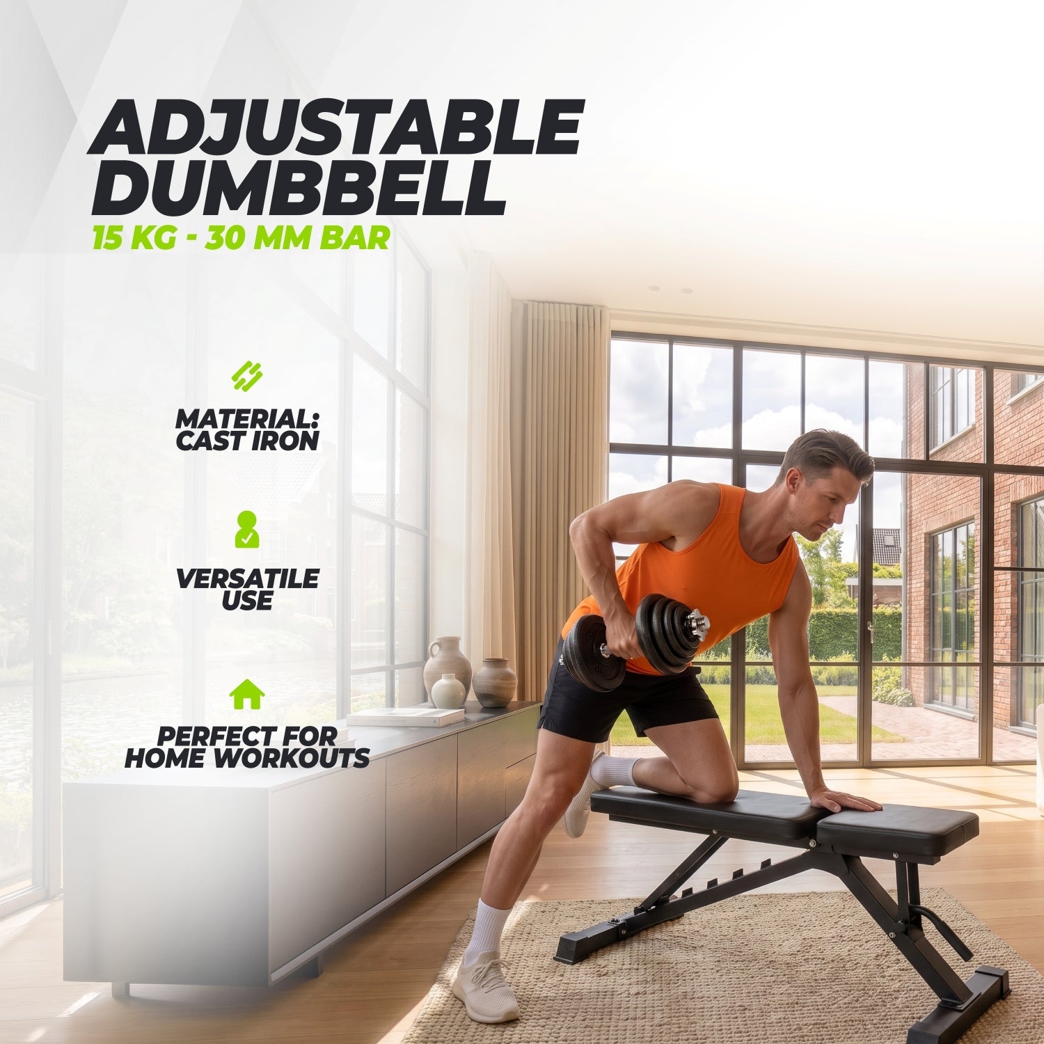 VirtuFit Verstelbare Dumbbellset Pro - Halterset - Gietijzer - 1 x 15 kg