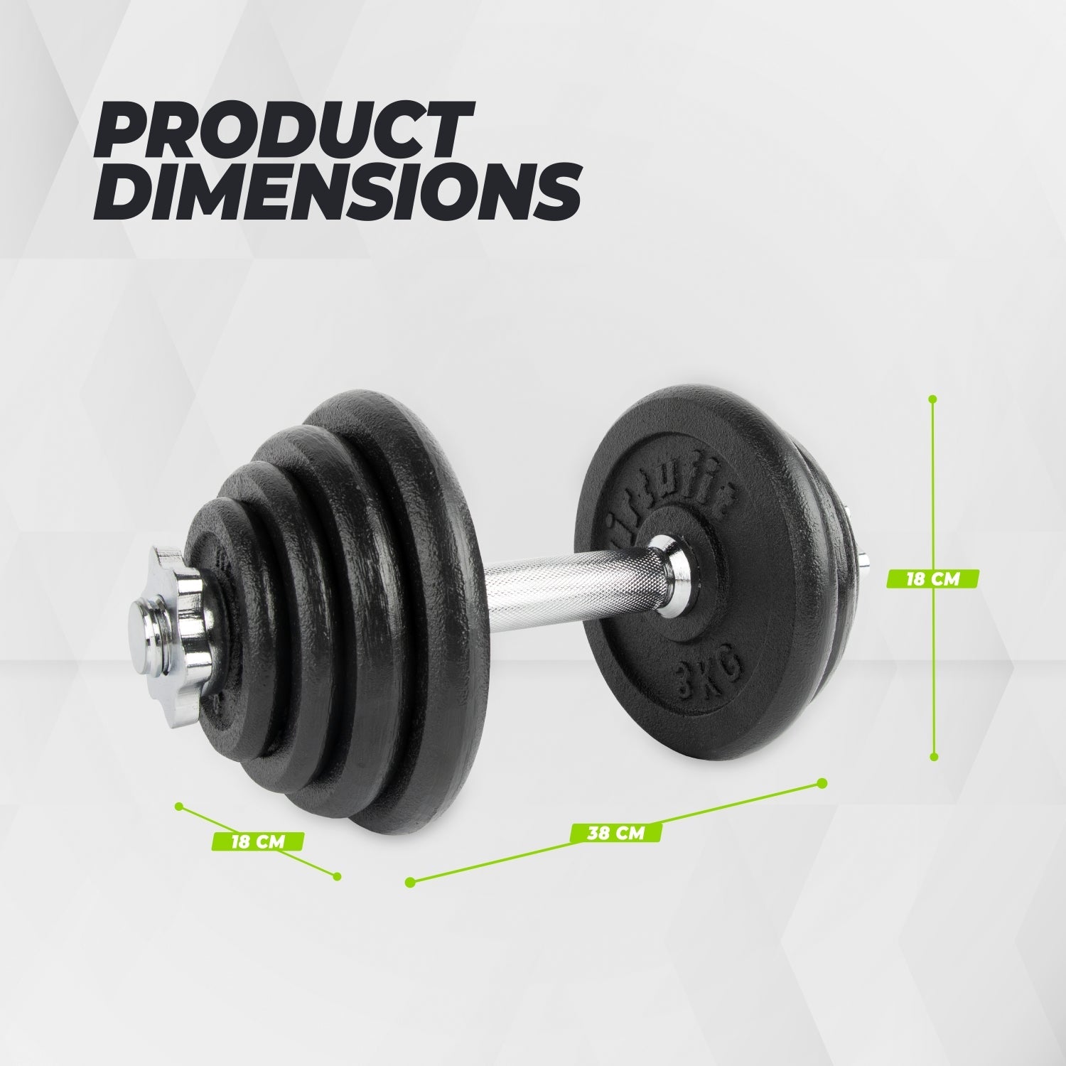 VirtuFit Verstelbare Dumbbellset Pro - Halterset - Gietijzer - 1 x 15 kg