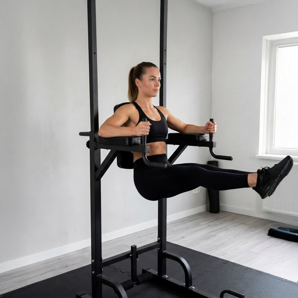 VirtuFit Verstelbare Power Tower - Pull Up & Dip Station - Tweedekans