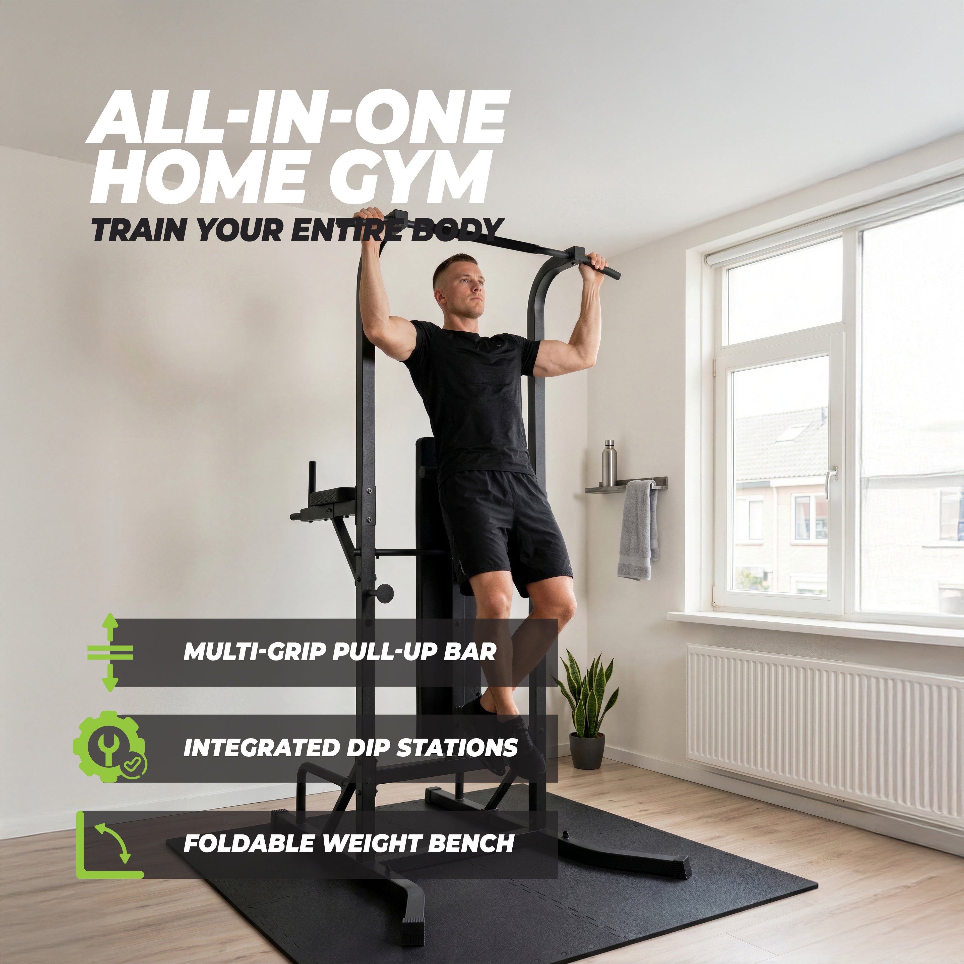 Virtufit Power Tower Deluxe met Fitnessbank - Tweedekans