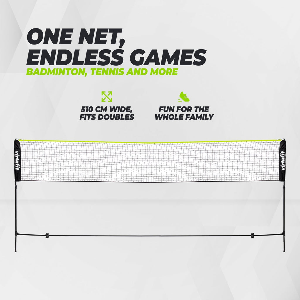 VirtuFit Badminton- en Tennisnet - 510 cm - Inclusief draagtas