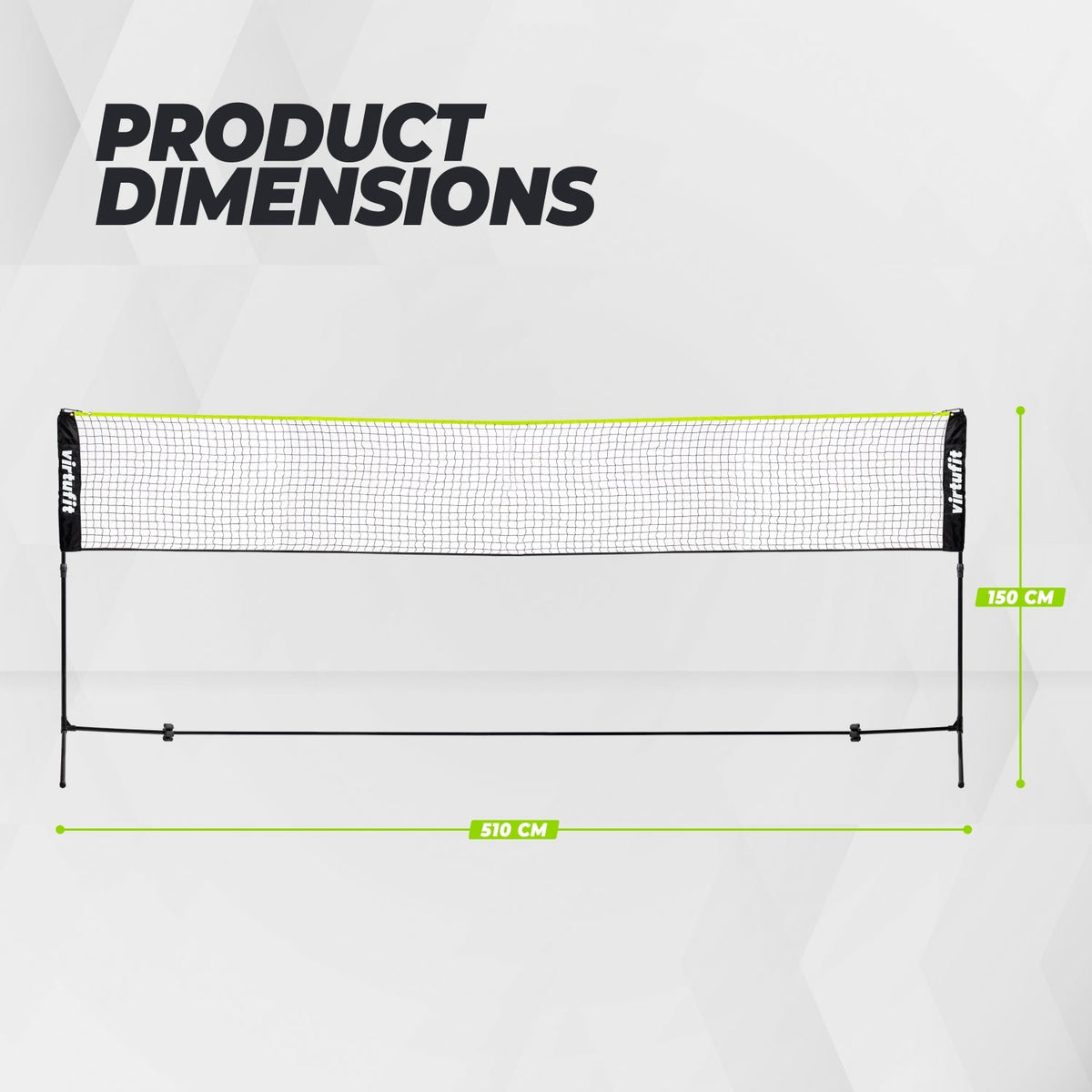 VirtuFit Badminton- en Tennisnet - 510 cm - Inclusief draagtas