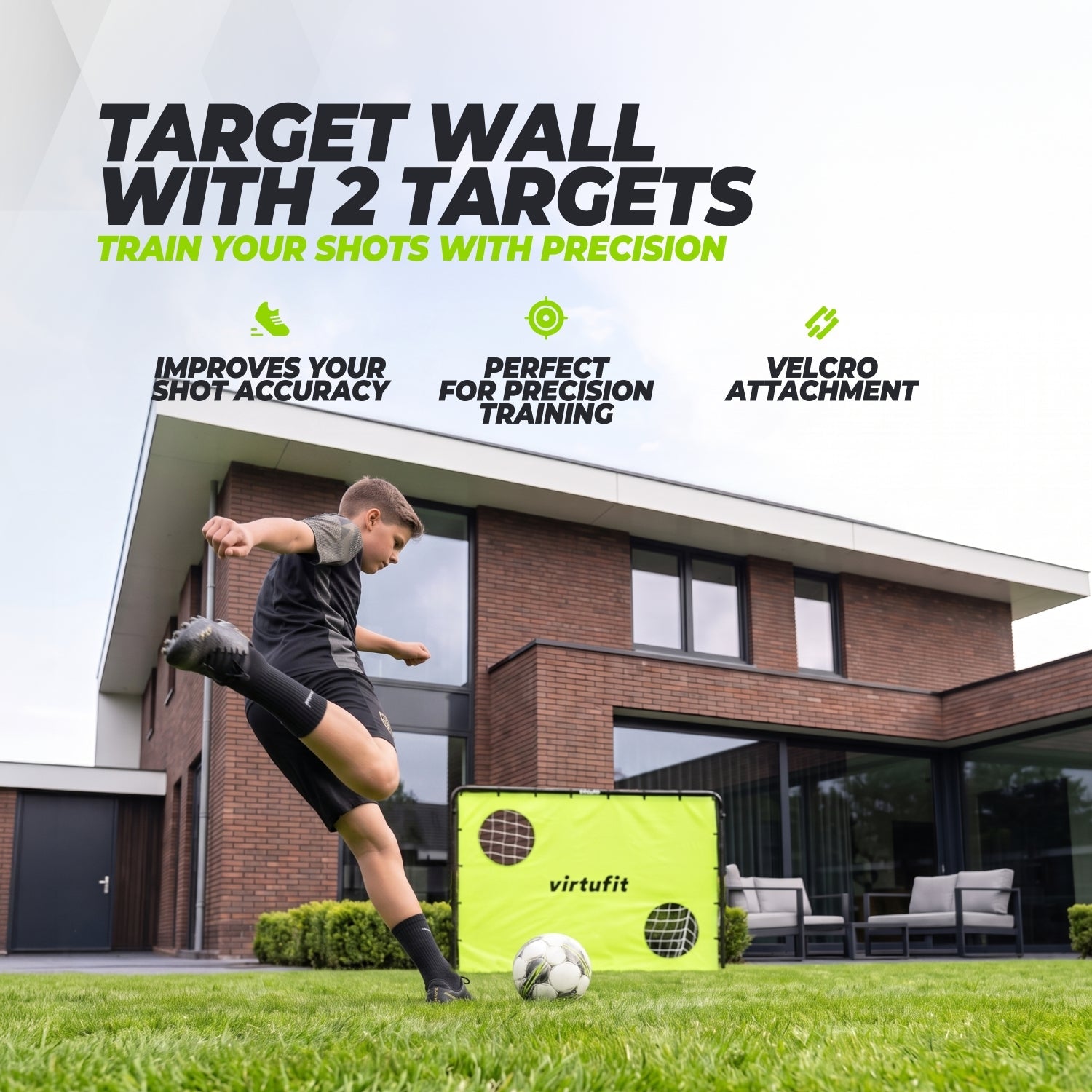 VirtuFit Voetbaldoel met Doelwand - Voetbal Goal - 120 x 80 cm