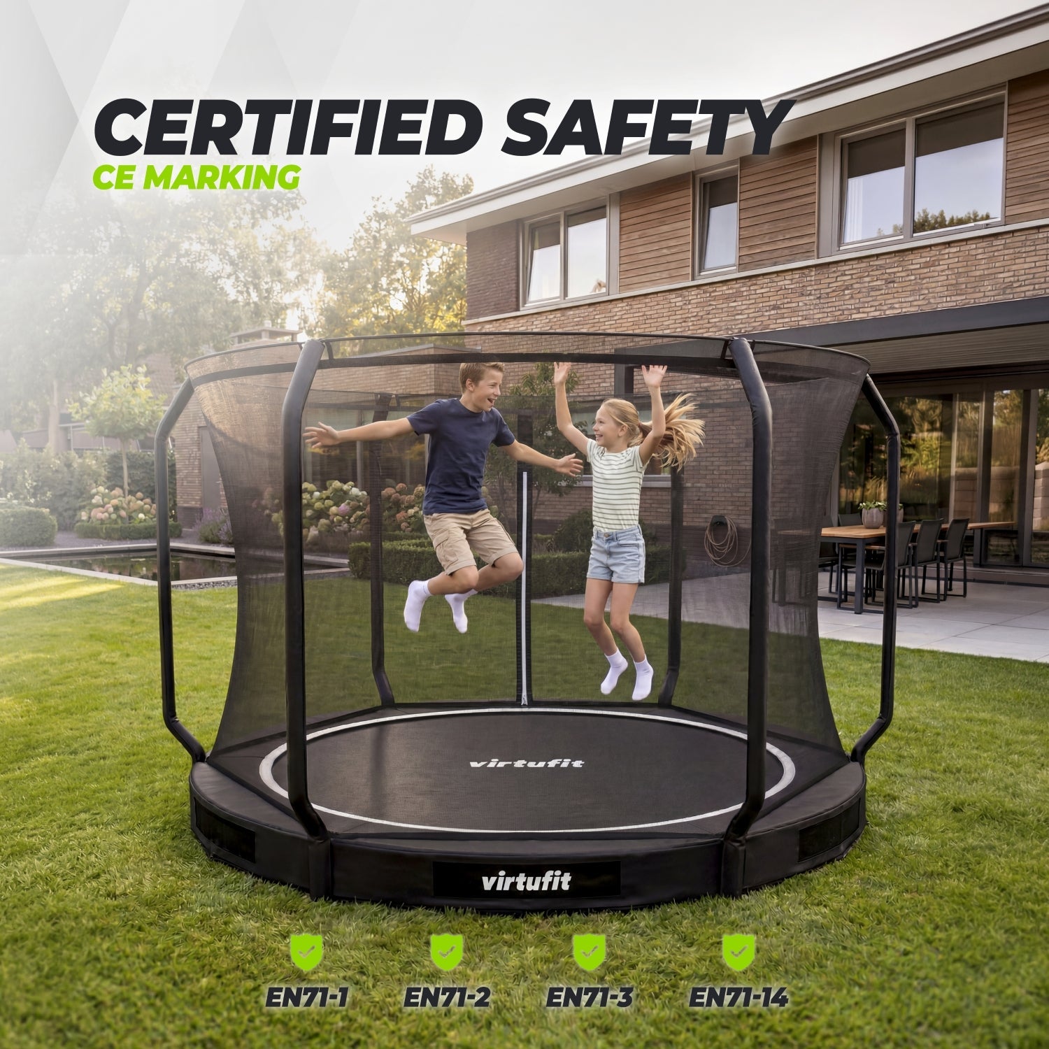 VirtuFit Inground Trampoline 305 cm - Inclusief Veiligheidsnet - Tweedekans