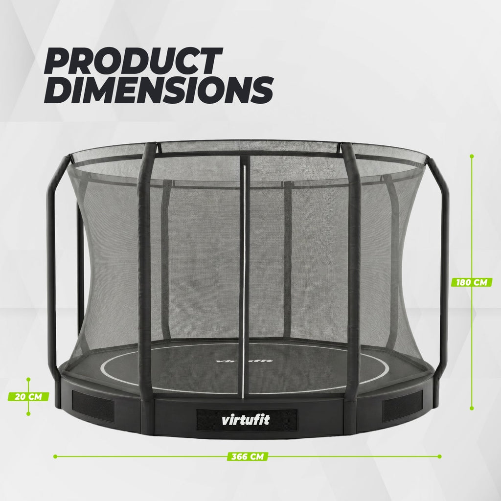 VirtuFit Inground Trampoline 366 cm cm Inclusief Veiligheidsnet