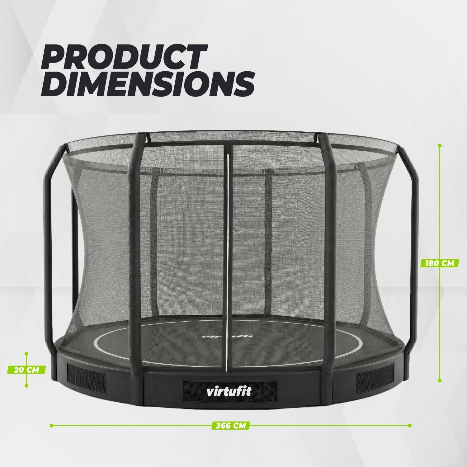 VirtuFit Inground Trampoline 366 cm cm Inclusief Veiligheidsnet