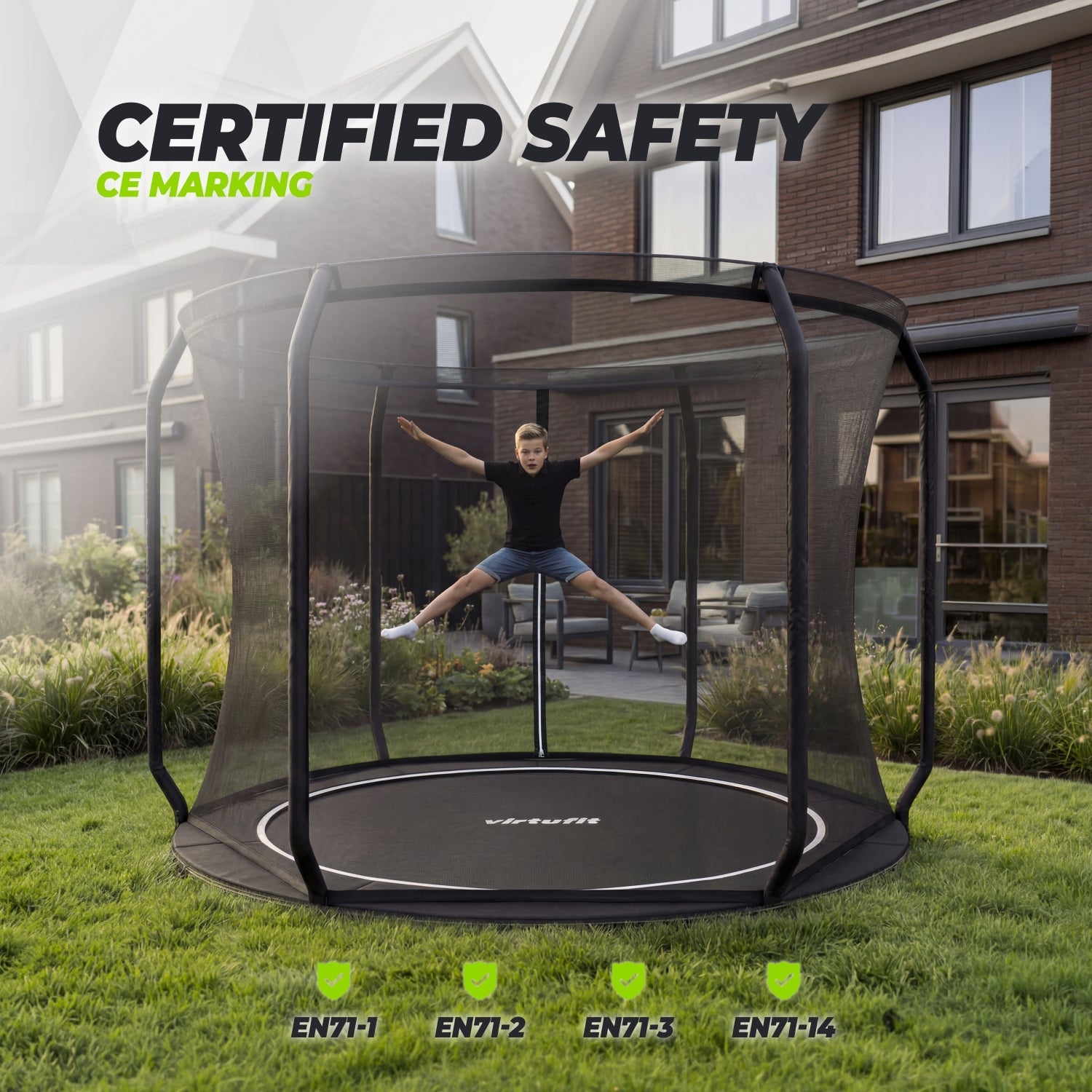 VirtuFit Flatground Trampoline 251 cm Inclusief Veiligheidsnet