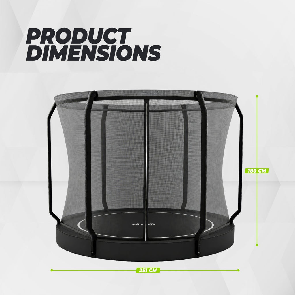 VirtuFit Flatground Trampoline 251 cm Inclusief Veiligheidsnet