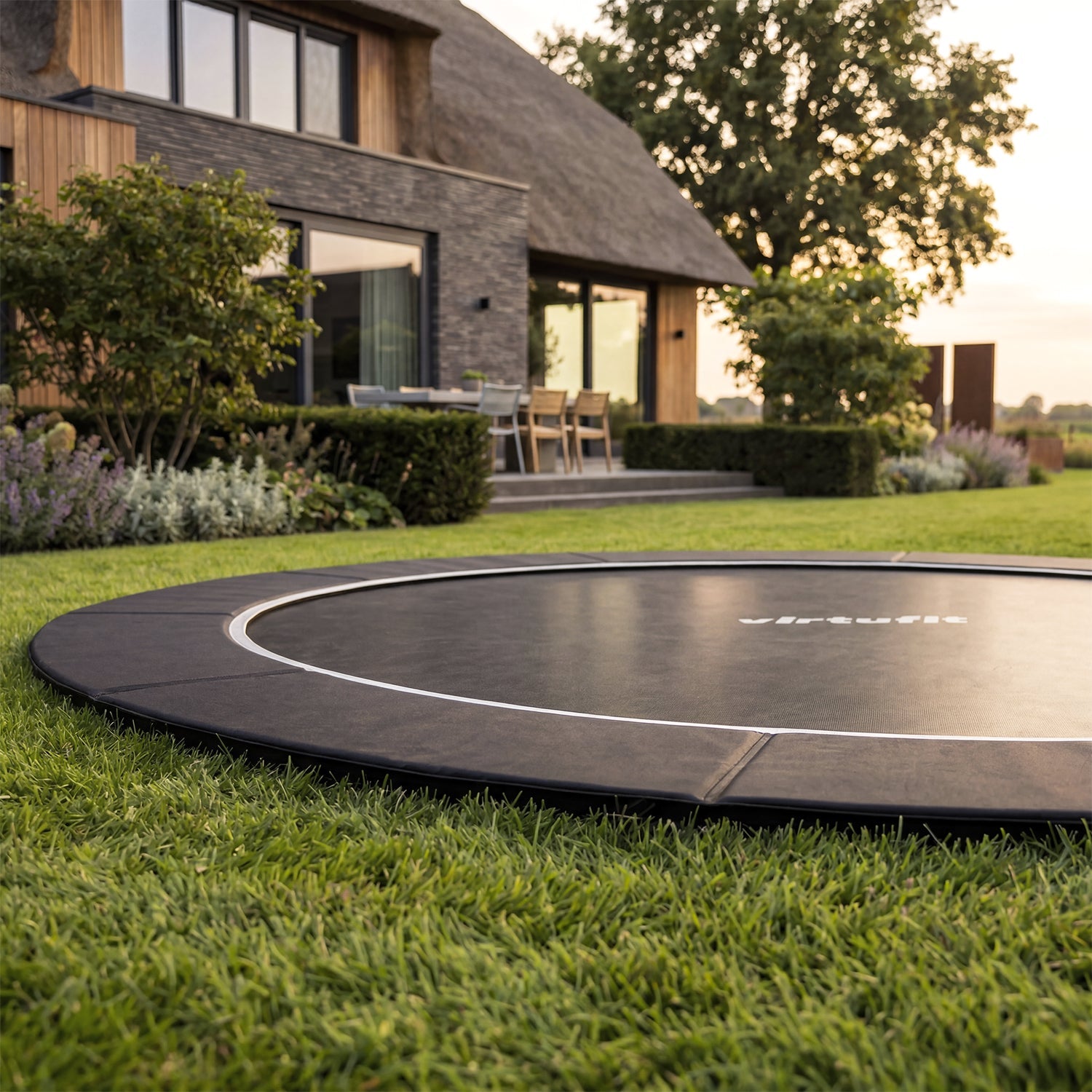 VirtuFit Groundlevel Trampoline 366 cm - Beschermrand - Tweedekans