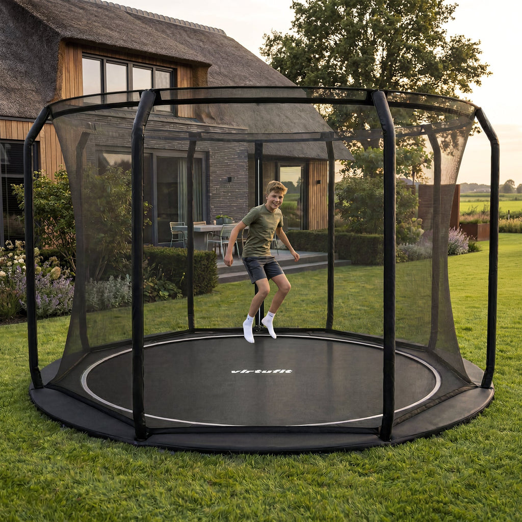 VirtuFit Groundlevel Trampoline 366 cm - inclusief veiligheidsnet - Tweedekans