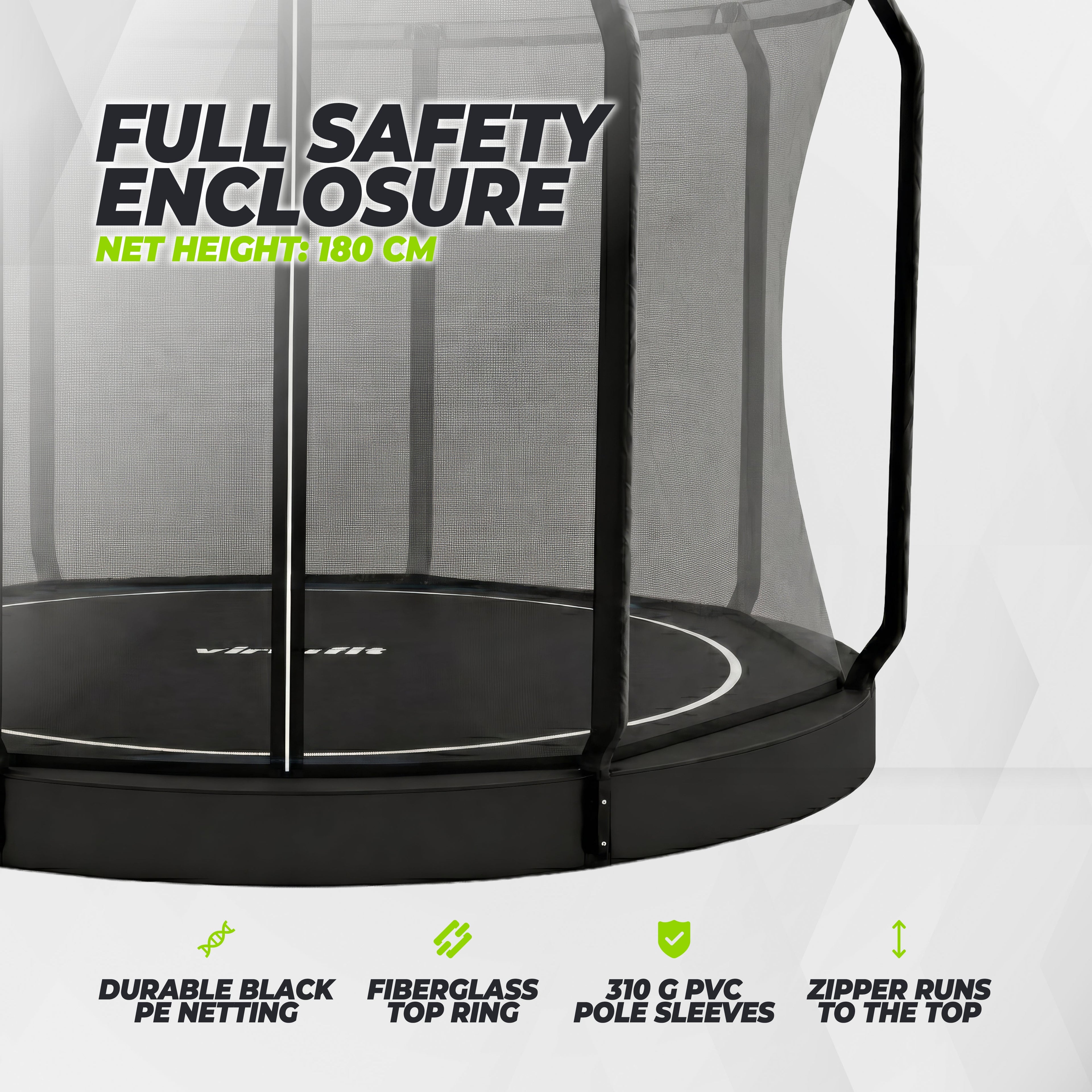 VirtuFit Flatground Trampoline 366 cm - inclusief veiligheidsnet
